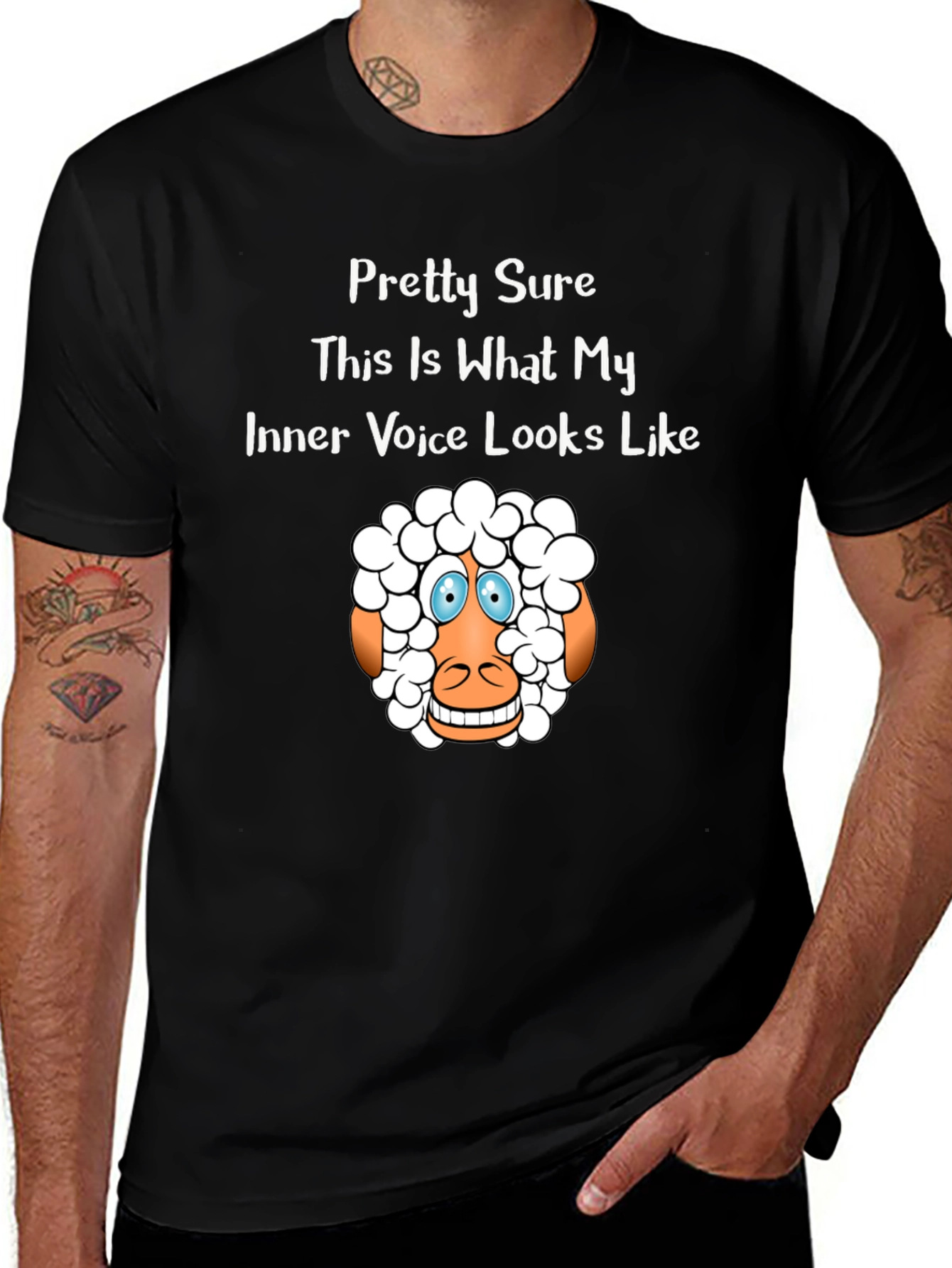 Variant 22 of Funny Inner Voice Sheep T-Shirt - Quirky Graphic Tee