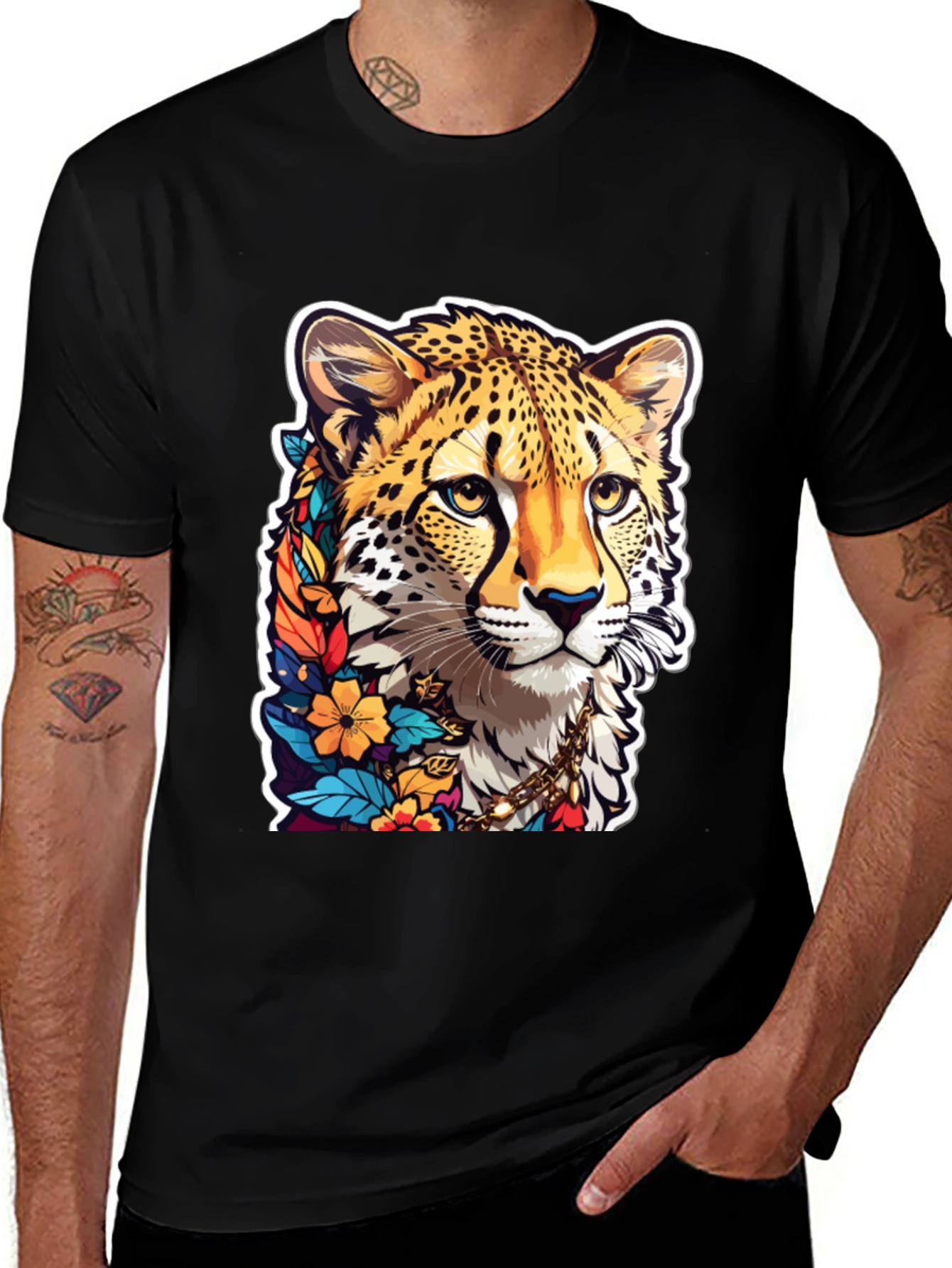 Variant 15 of Cheetah Floral Graphic Tee