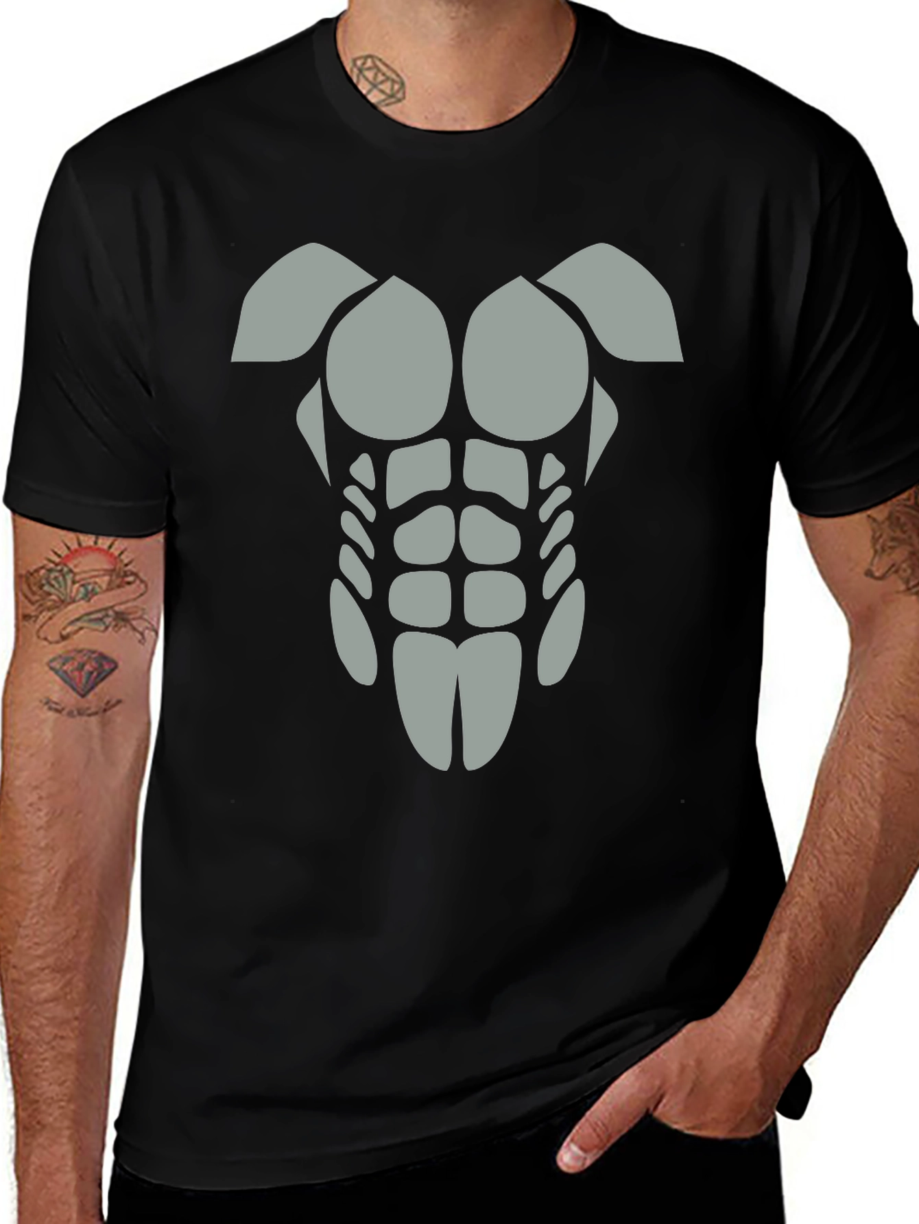 Variant 18 of Funny Abs T-Shirt - Grey Graphic Tee