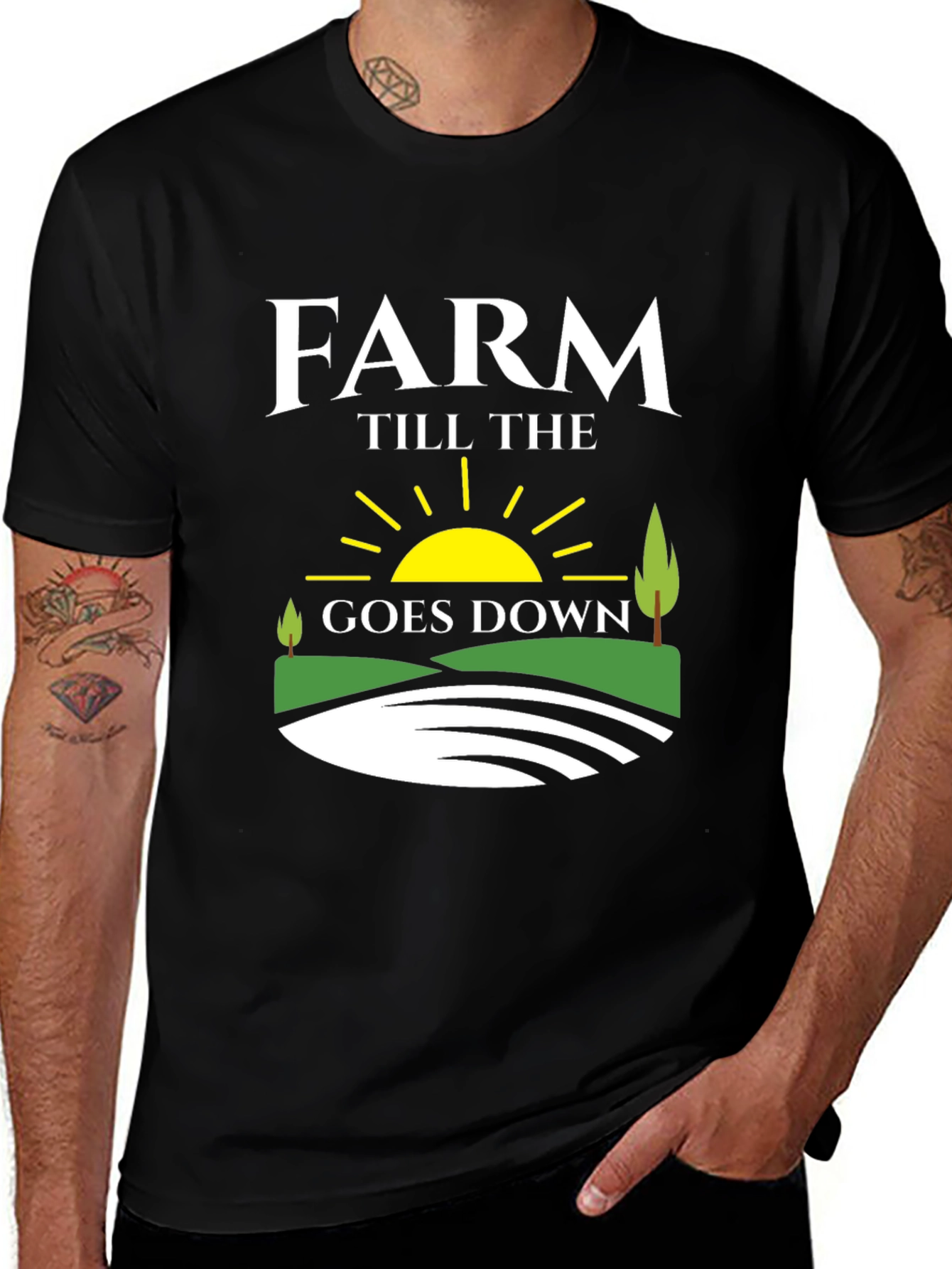 Farm Till The Goes Down Black T-Shirt