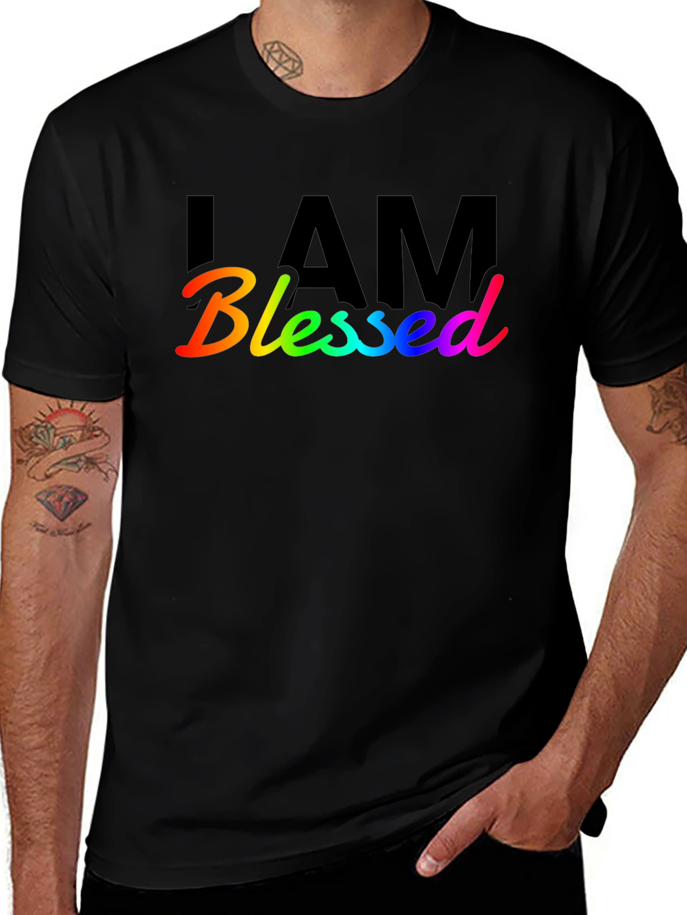 Variant 12 of I Am Blessed Rainbow Graphic T-Shirt