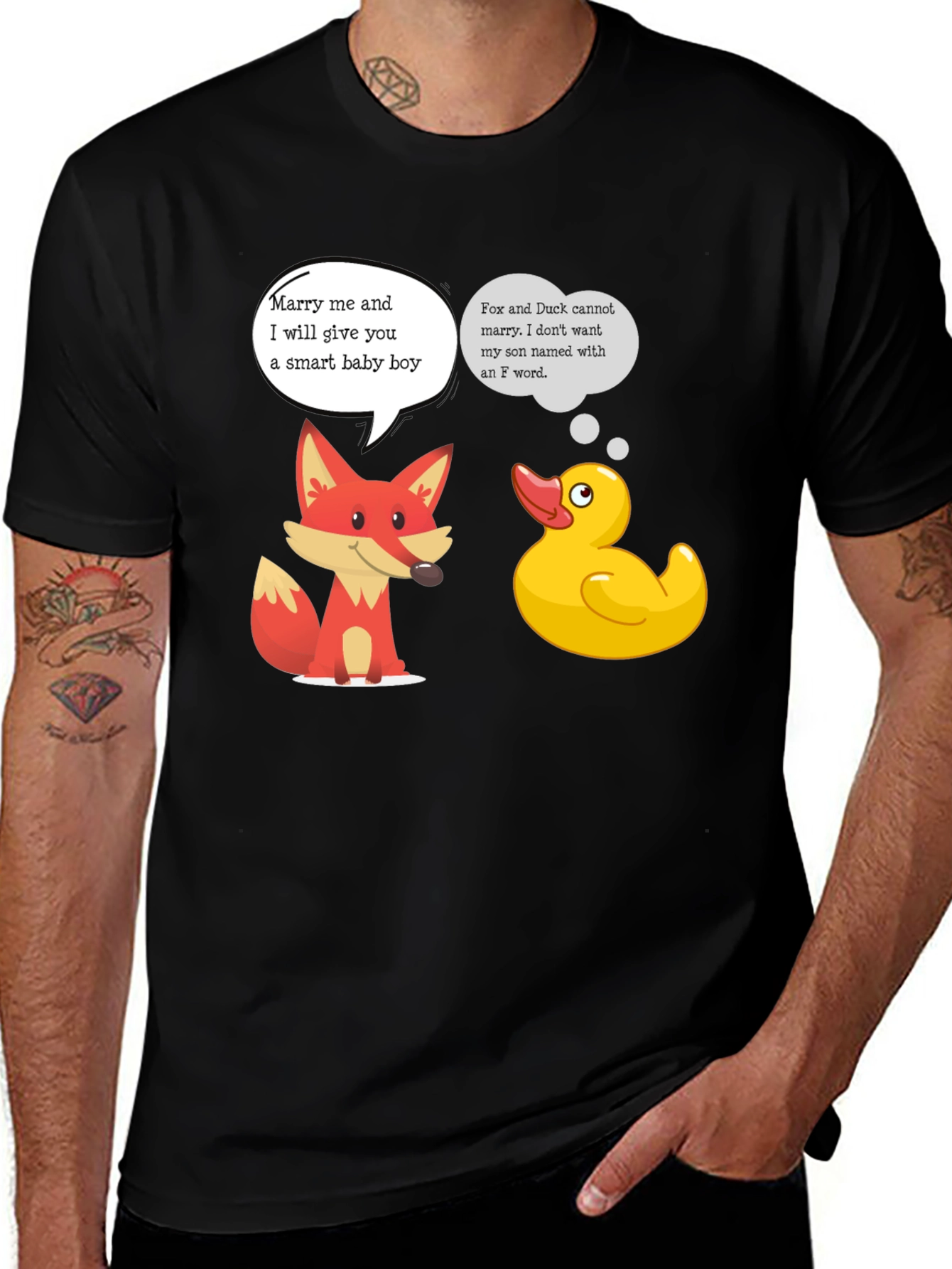 Fox and Duck T-Shirt - Funny Cartoon Tee