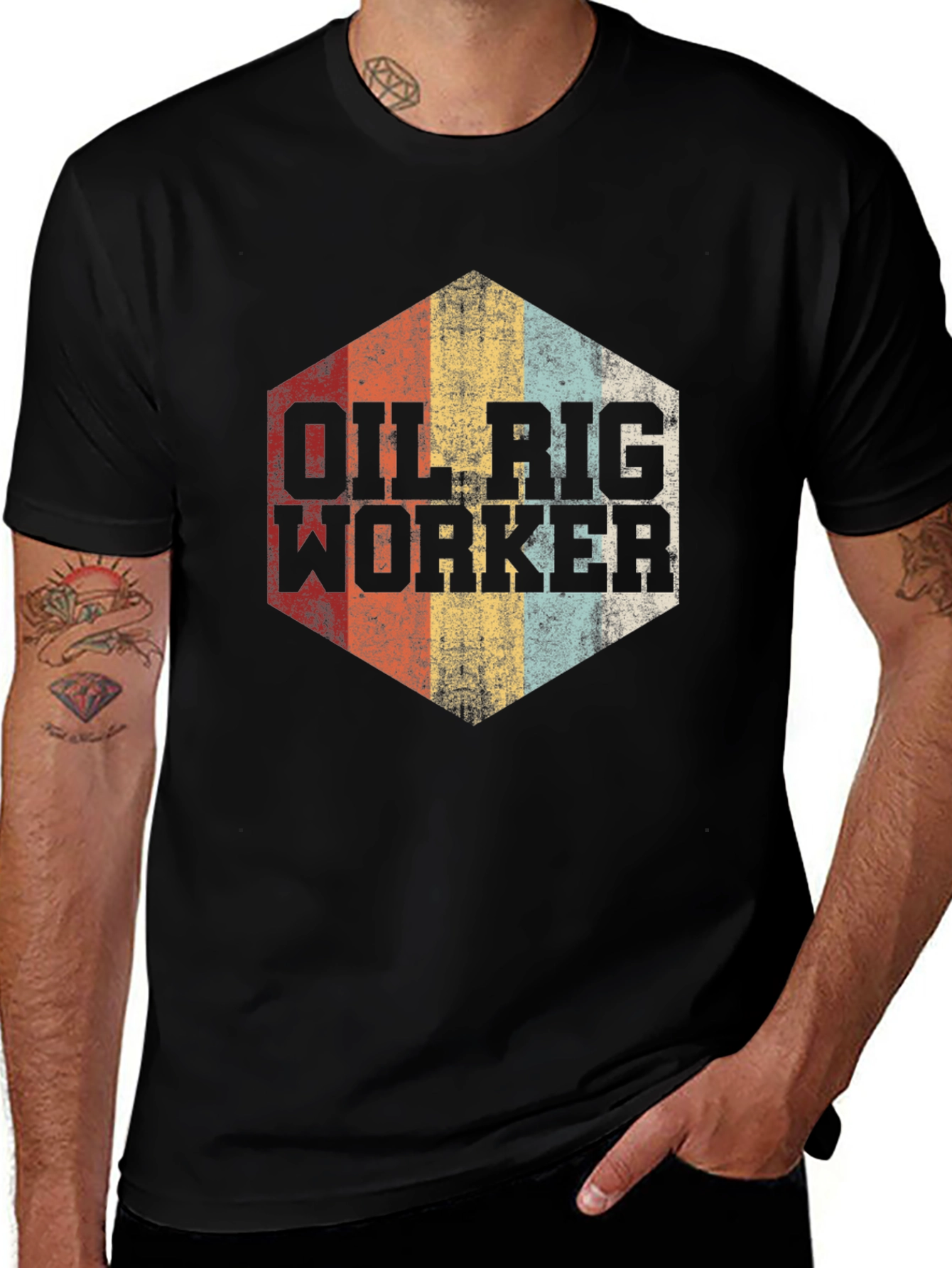 Variant 5 of Oil Rig Worker Retro Graphic Tee