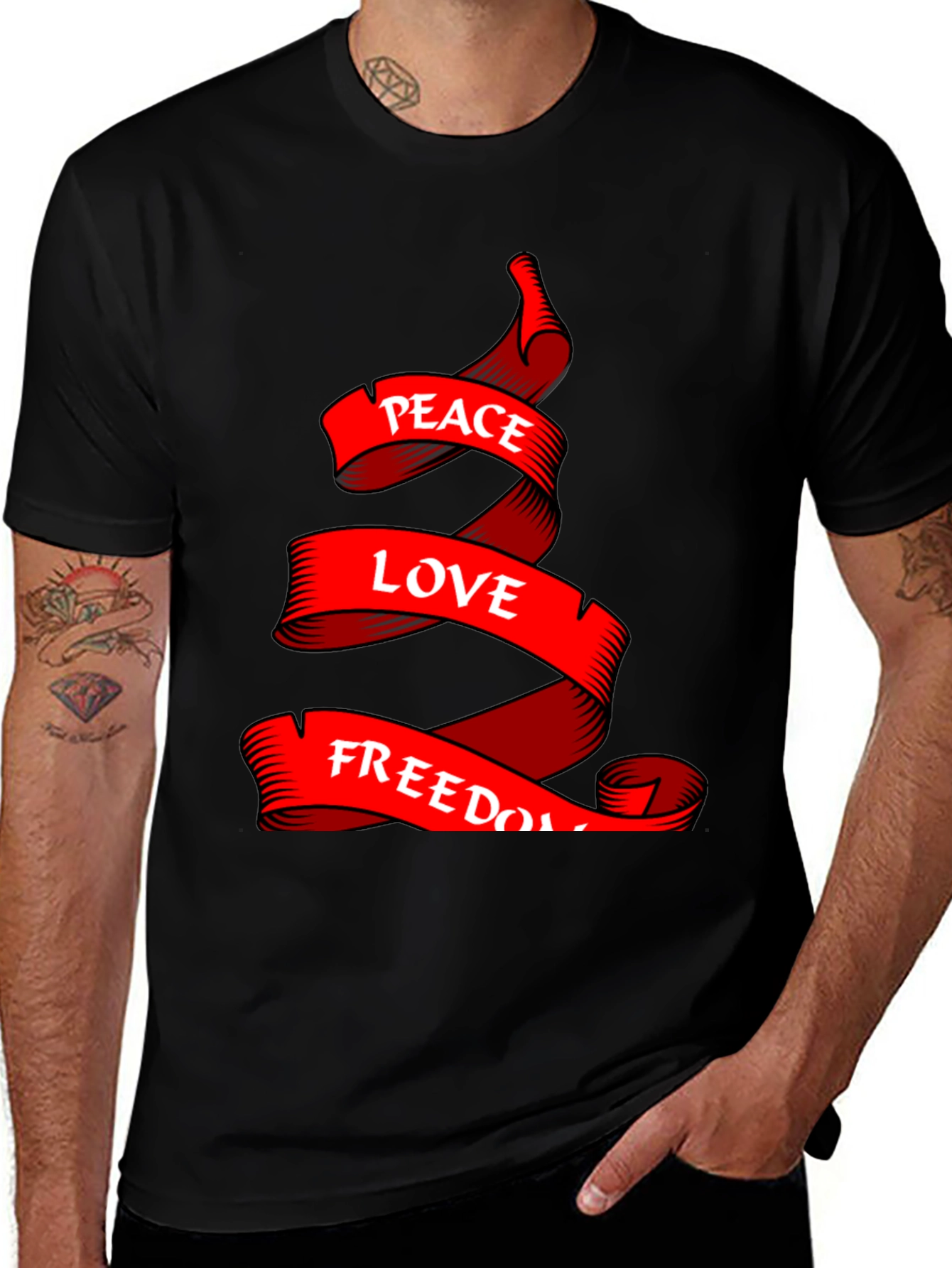 Variant 12 of Peace Love Freedom Graphic Tee - Soft Cotton Comfort