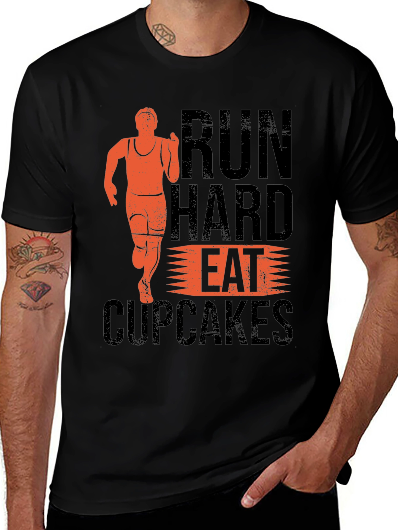 Variant 14 of Run Hard Eat Cupcakes Graphic T-Shirt