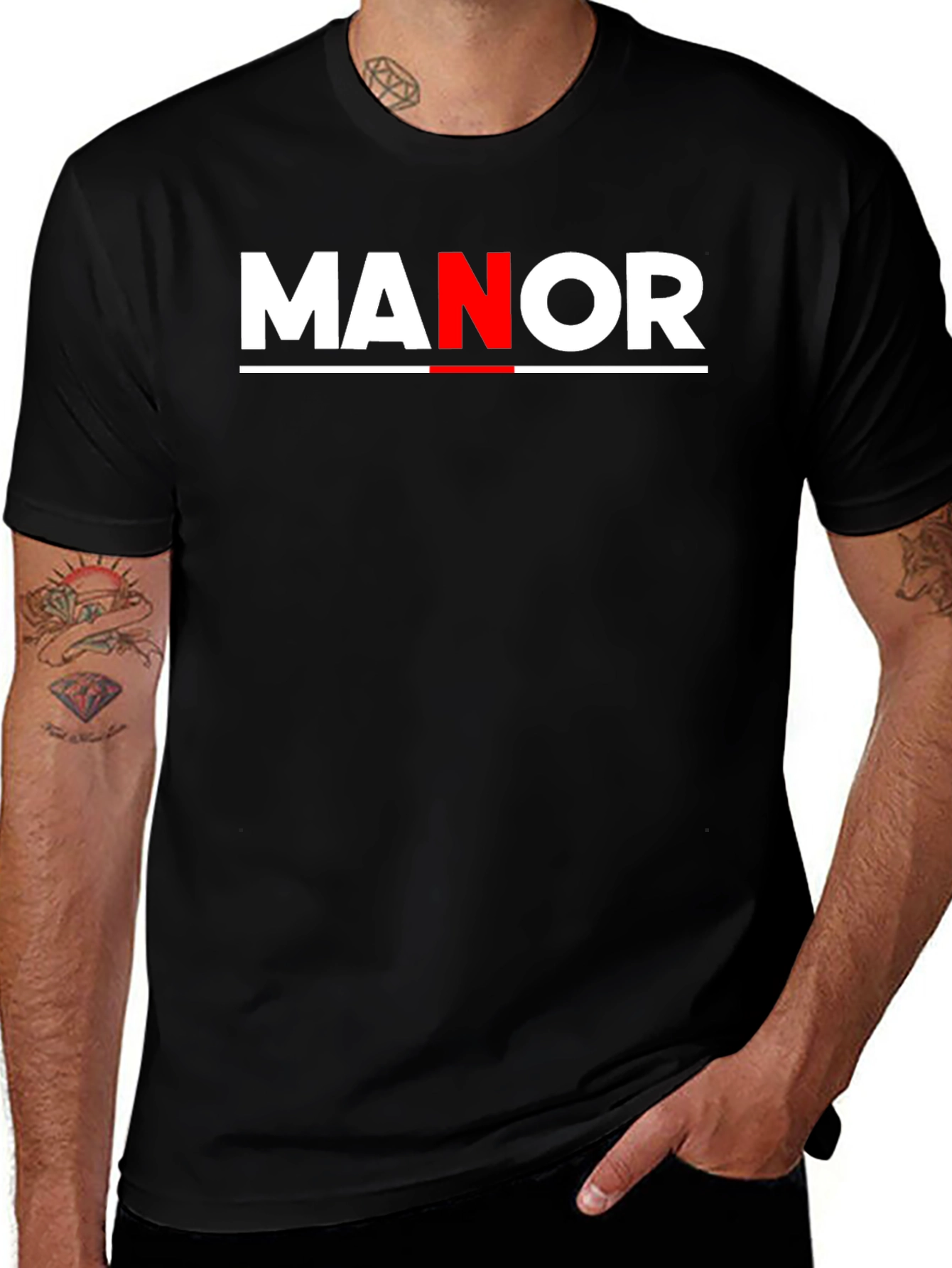 Variant 13 of MANOR Bold Graphic Tee - Stylish Black Cotton Blend