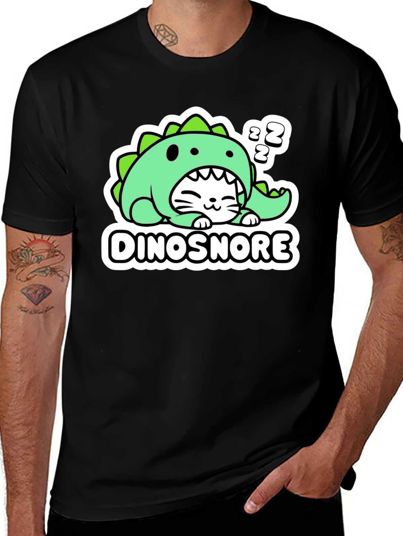 Variant 11 of Dinosnore Cat T-Shirt - Funny Sleeping Dinosaur Tee