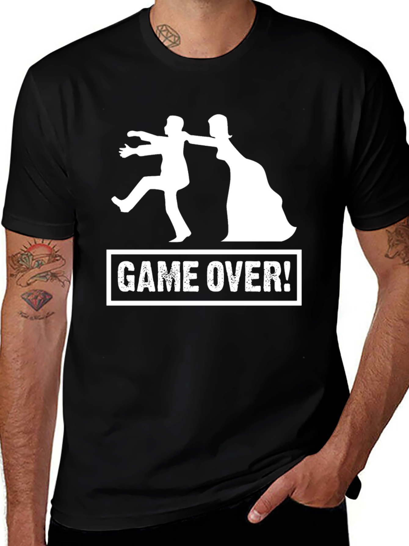 Variant 19 of Game Over Groom T-Shirt - Funny Wedding Tee