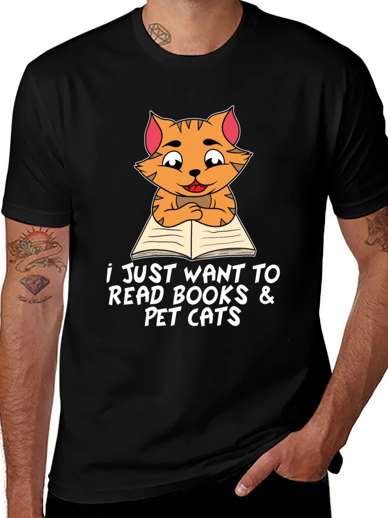 Variant 9 of Cat Reading Books T-Shirt, Pet Lover Tee