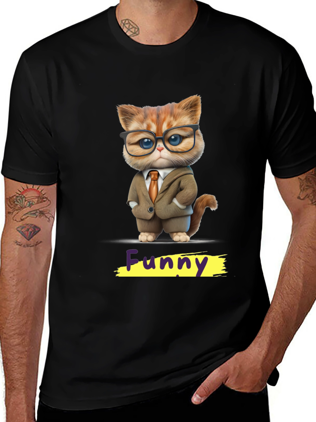 Variant 7 of Funny Cat in Suit Graphic Tee