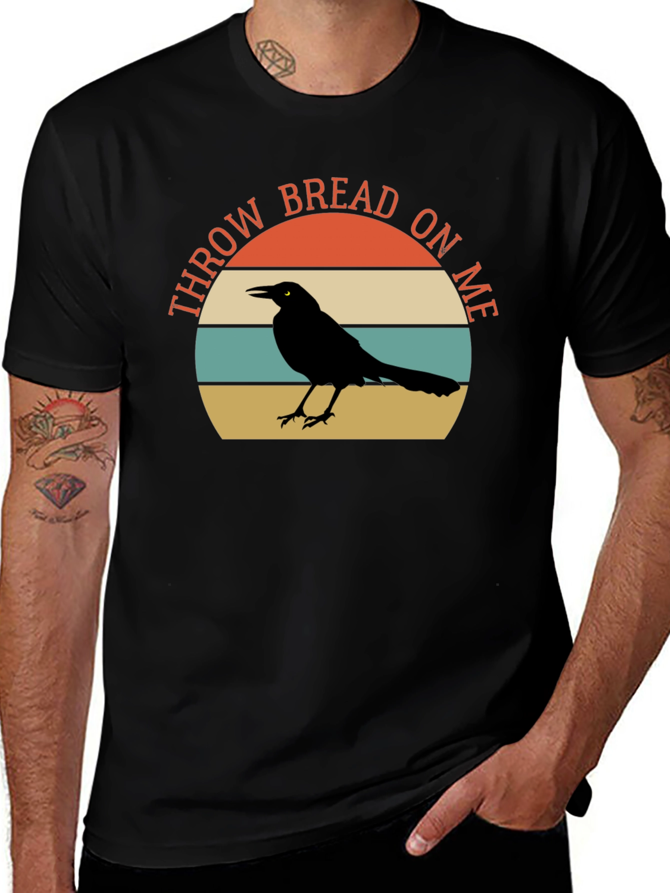 Variant 20 of Throw Bread on Me T-Shirt - Crow Graphic Tee