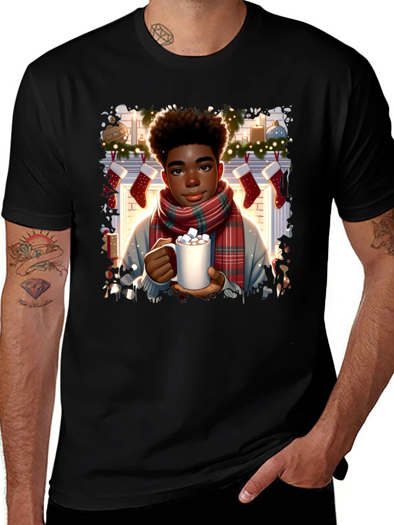 Winter Comfort T-Shirt: Boy with Cocoa