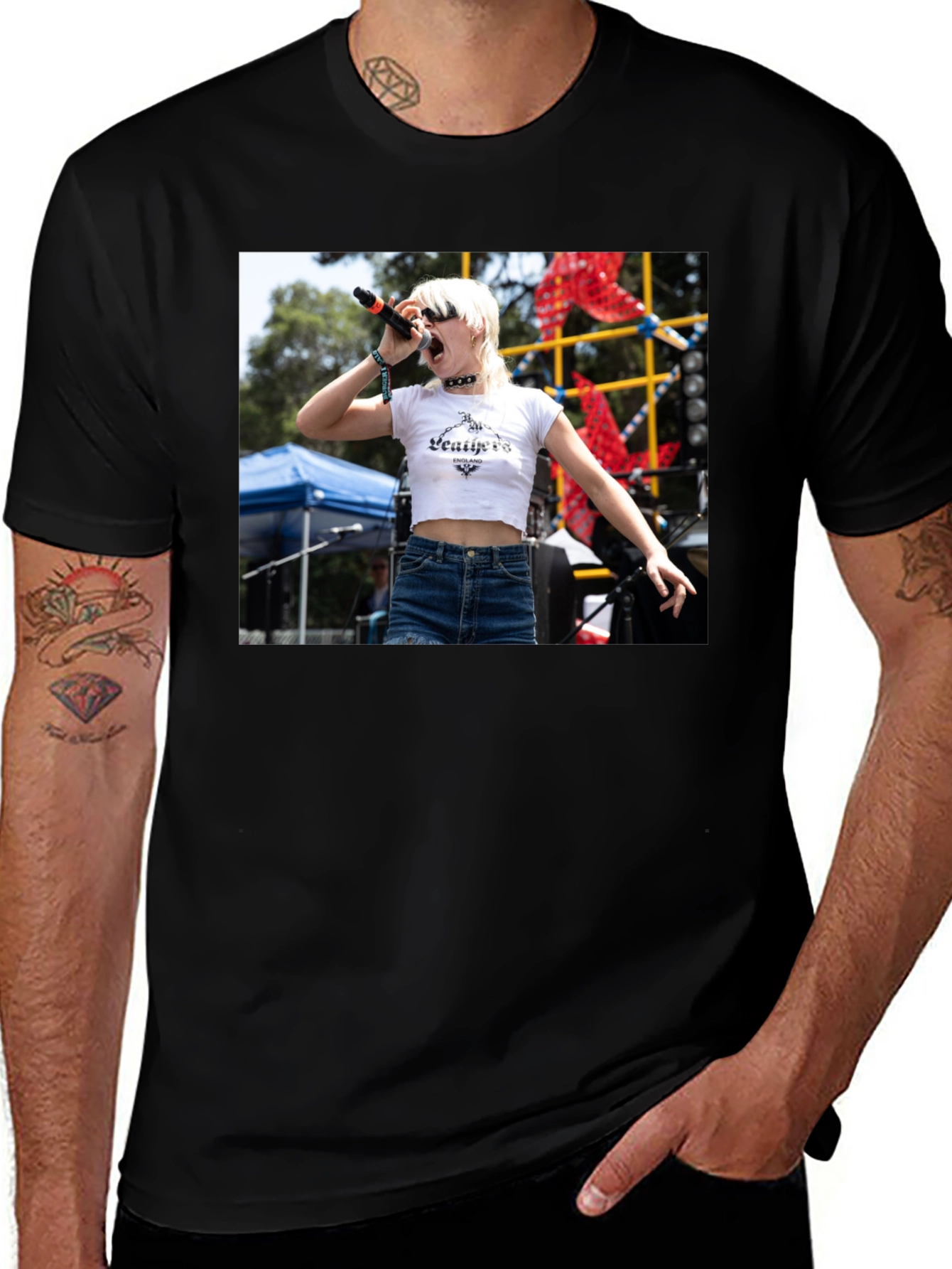 Variant 4 of Trendy Black T-Shirt with Singer Graphic