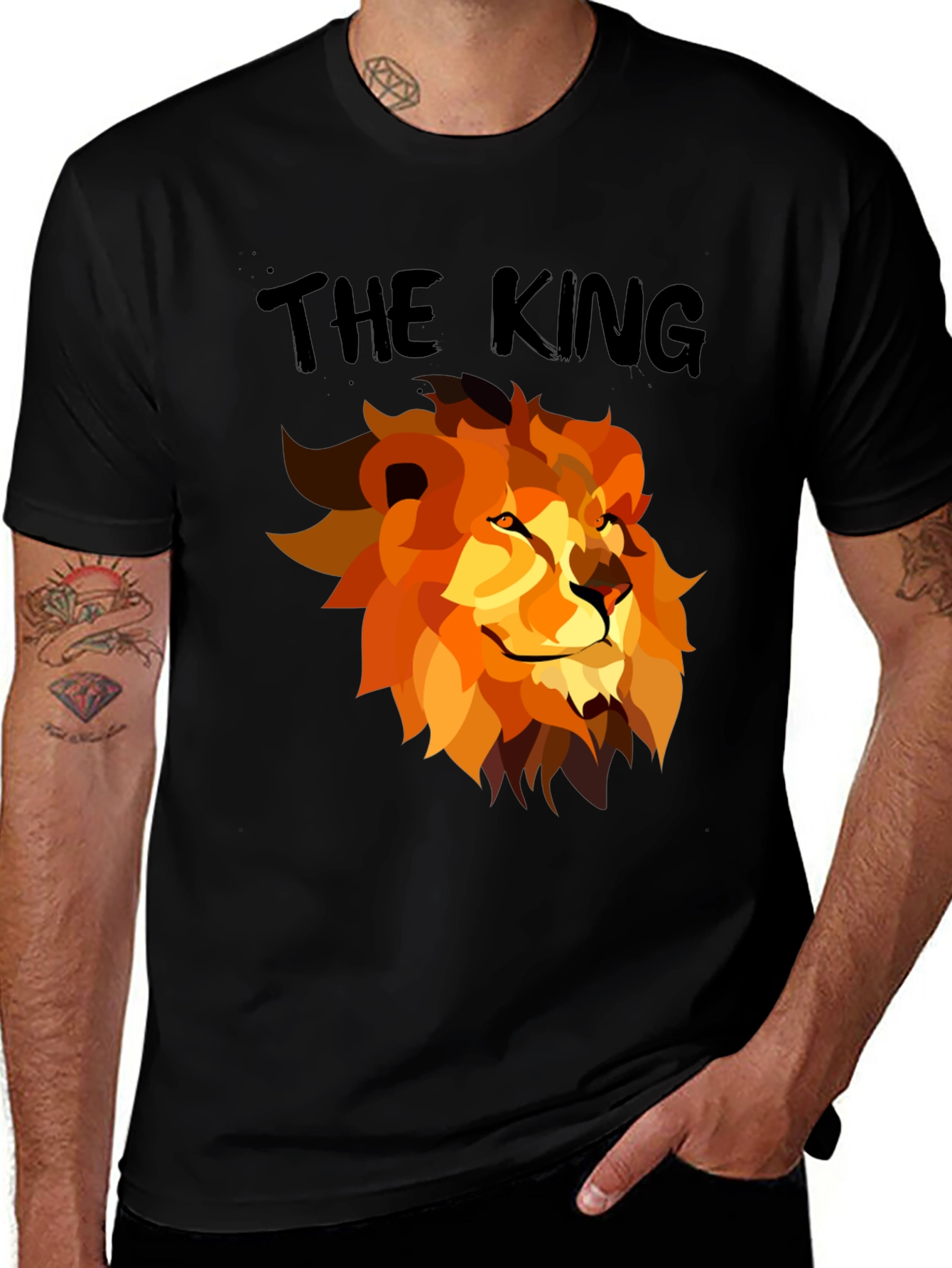 Variant 16 of The King Graphic Tee - Lion Print Men's T-Shirt