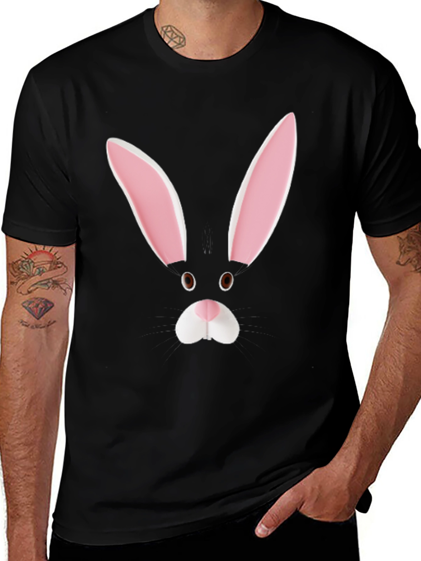 Variant 30 of Bunny Face Tee - Black Graphic T-Shirt