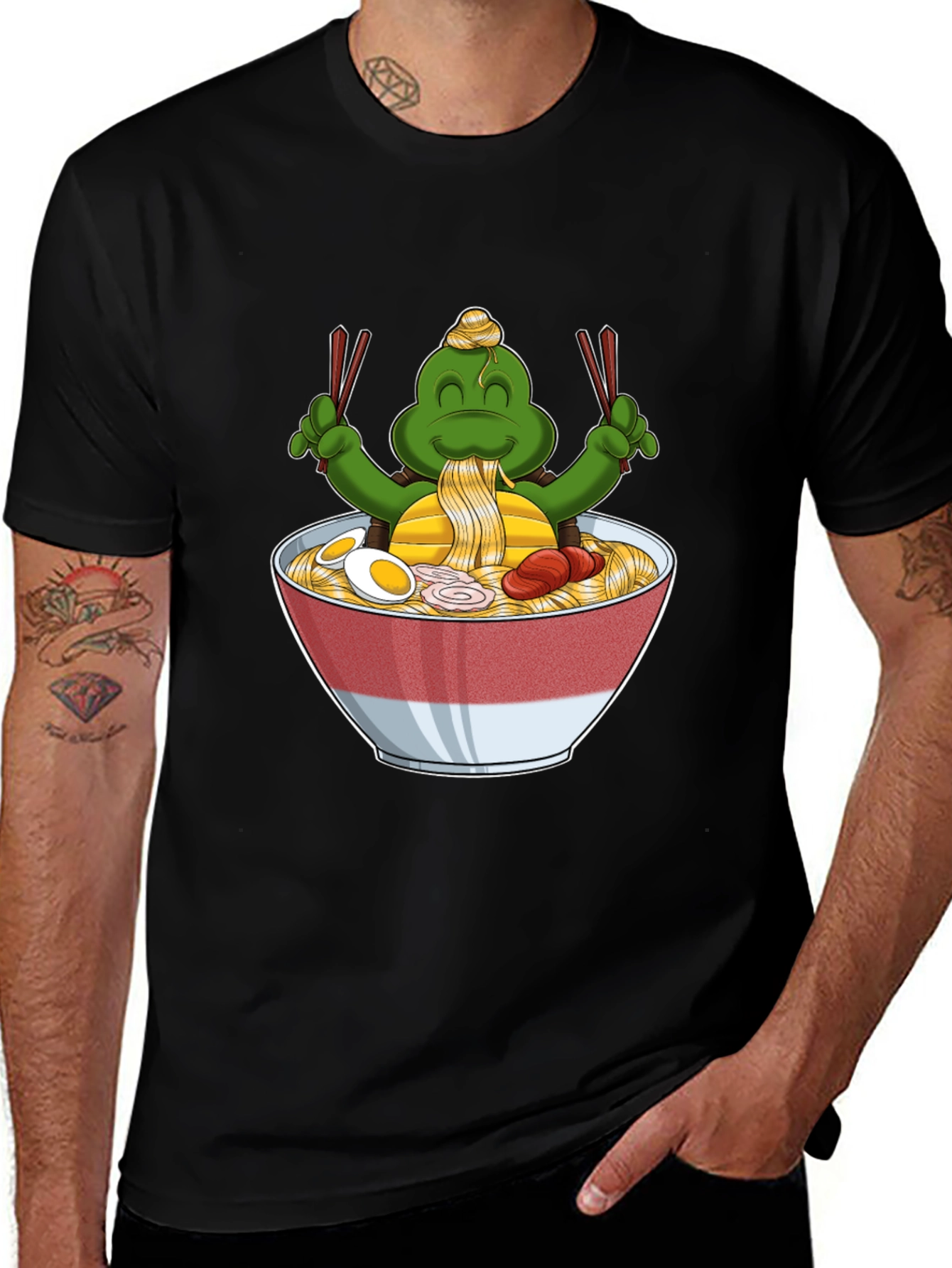Variant 7 of Ramen Turtle Graphic T-Shirt - Black