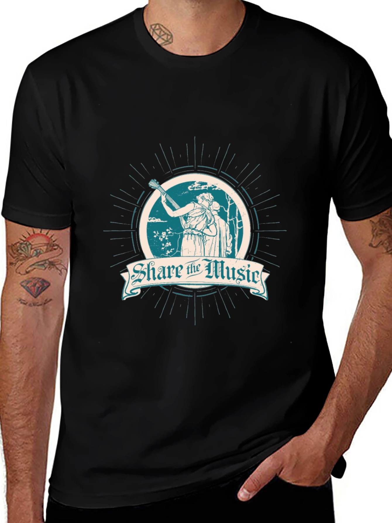 Variant 3 of Share the Music Black Graphic T-Shirt