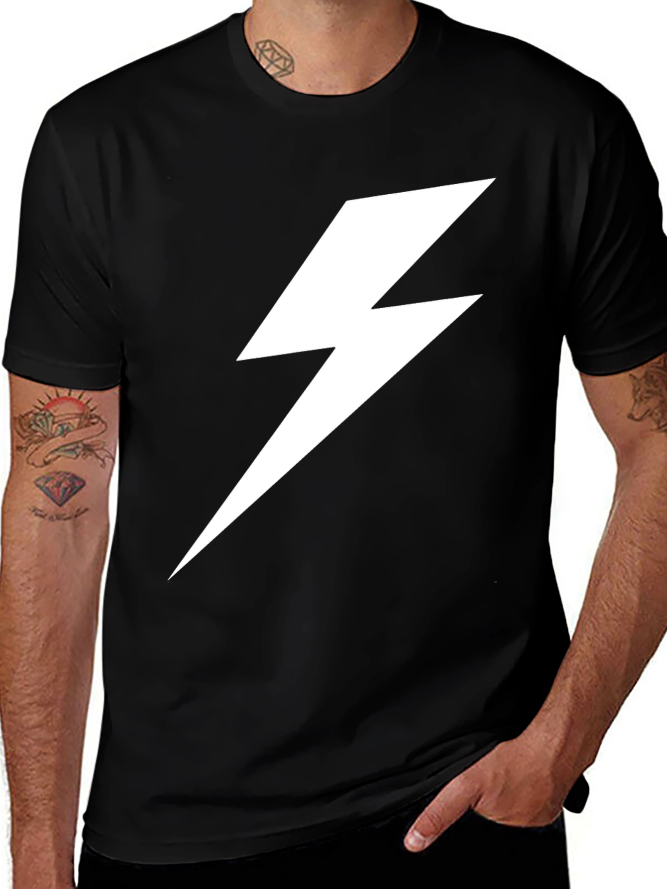 Variant 11 of Lightning Bolt Graphic Tee - Bold Black T-Shirt