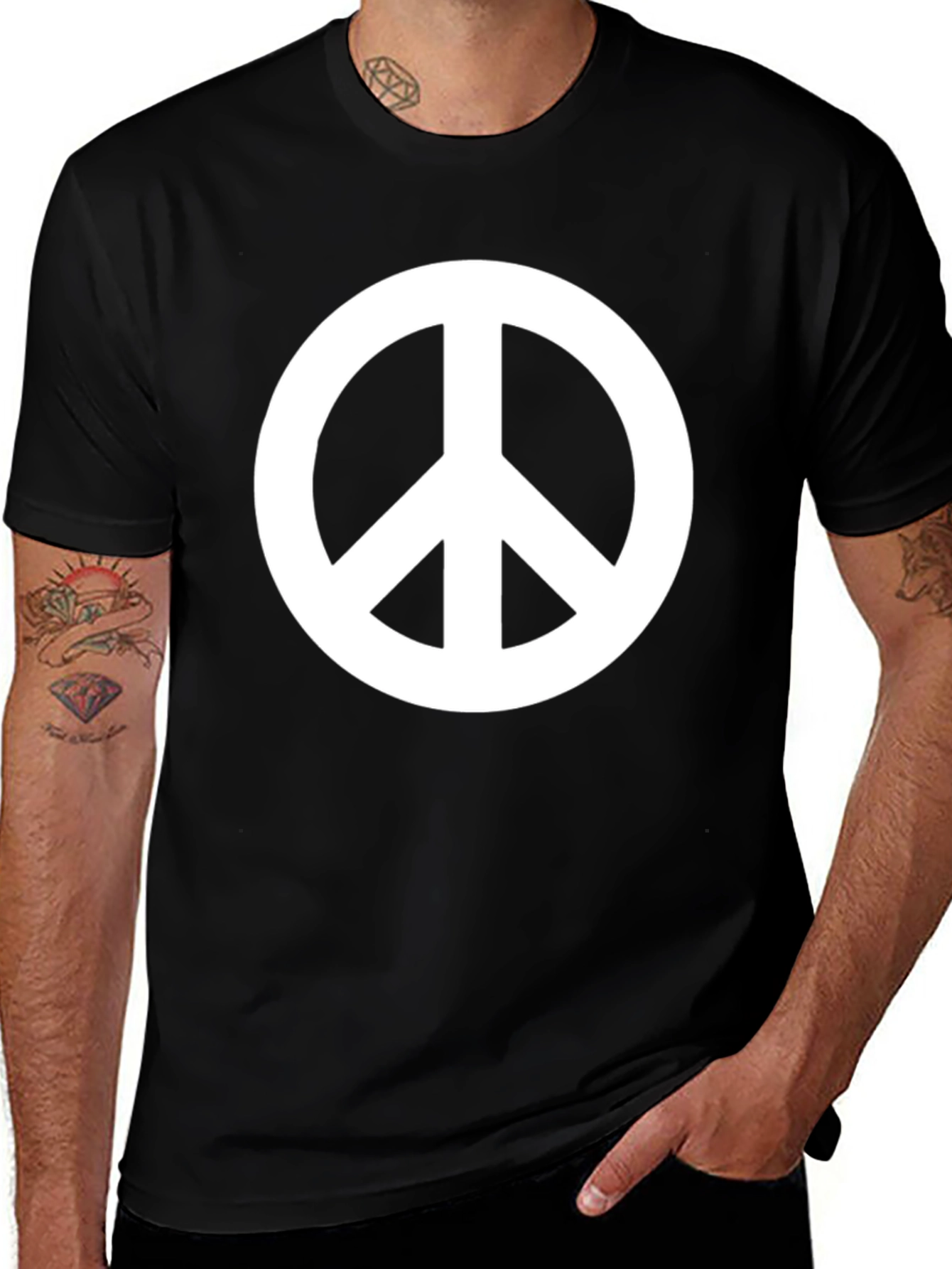 Variant 11 of Peace Sign Graphic Black T-Shirt