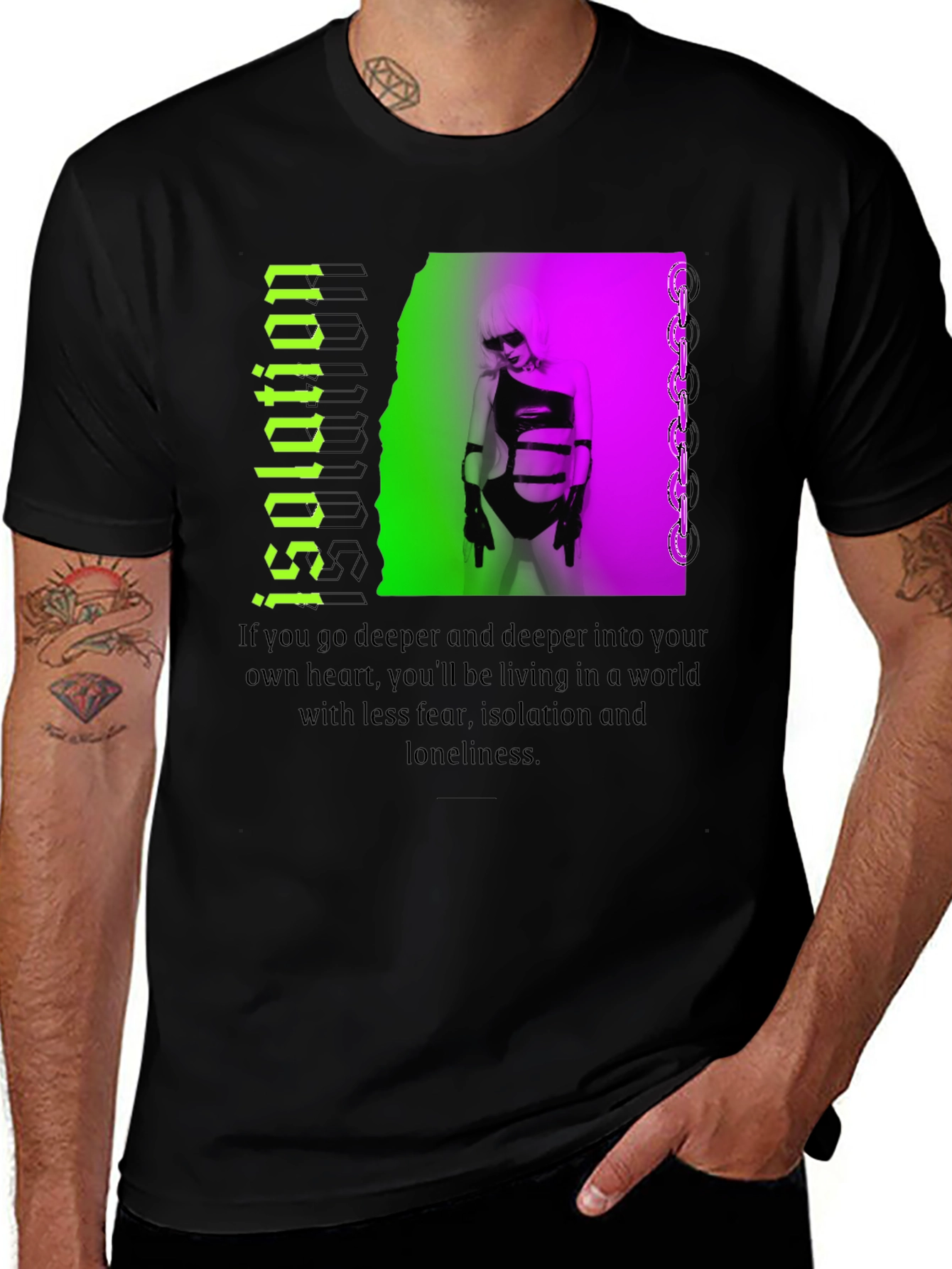 Black Isolation Graphic T-Shirt - Edgy Streetwear main image