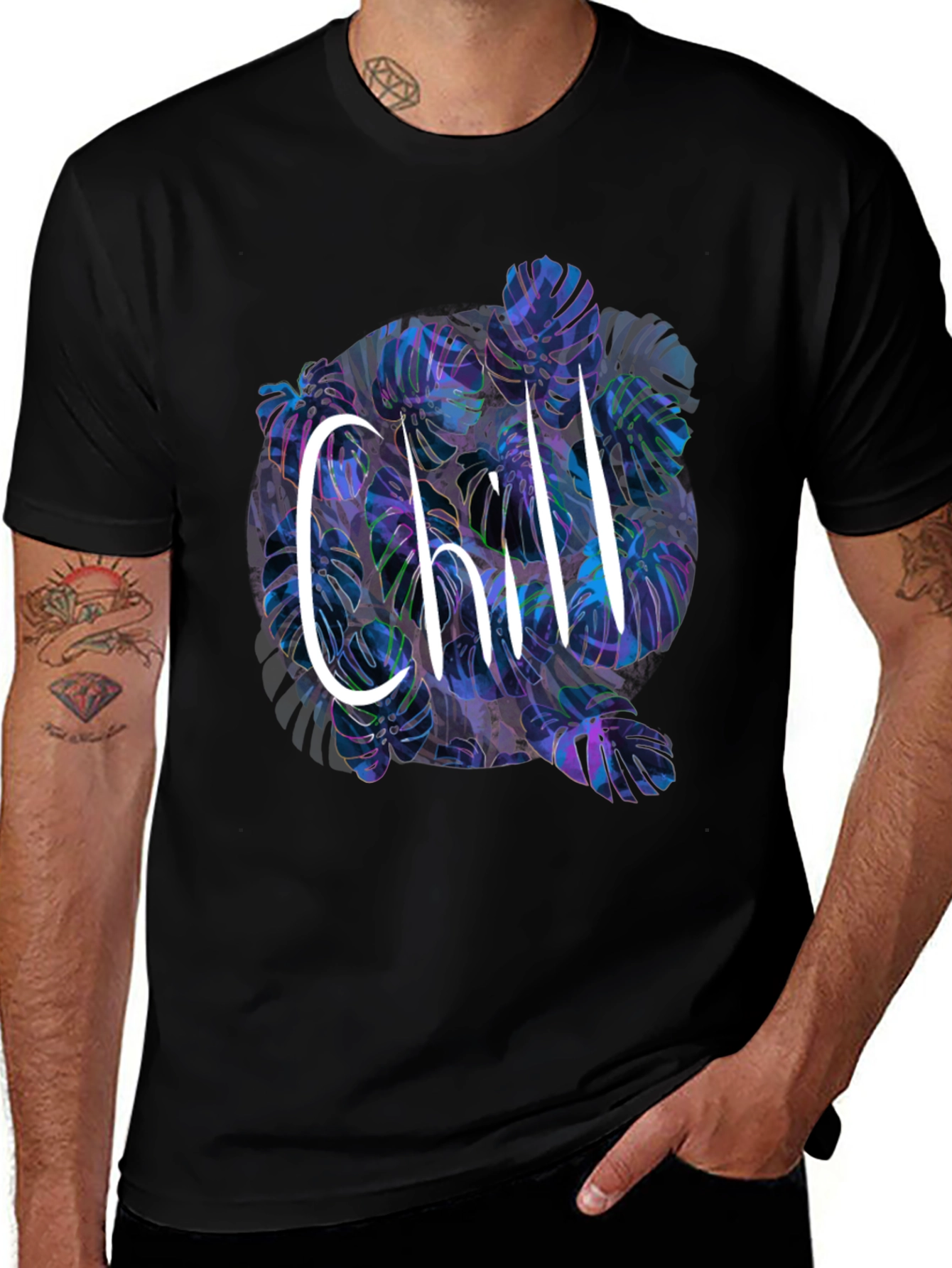 Chill Monstera Leaf Graphic Tee - Relaxed Fit