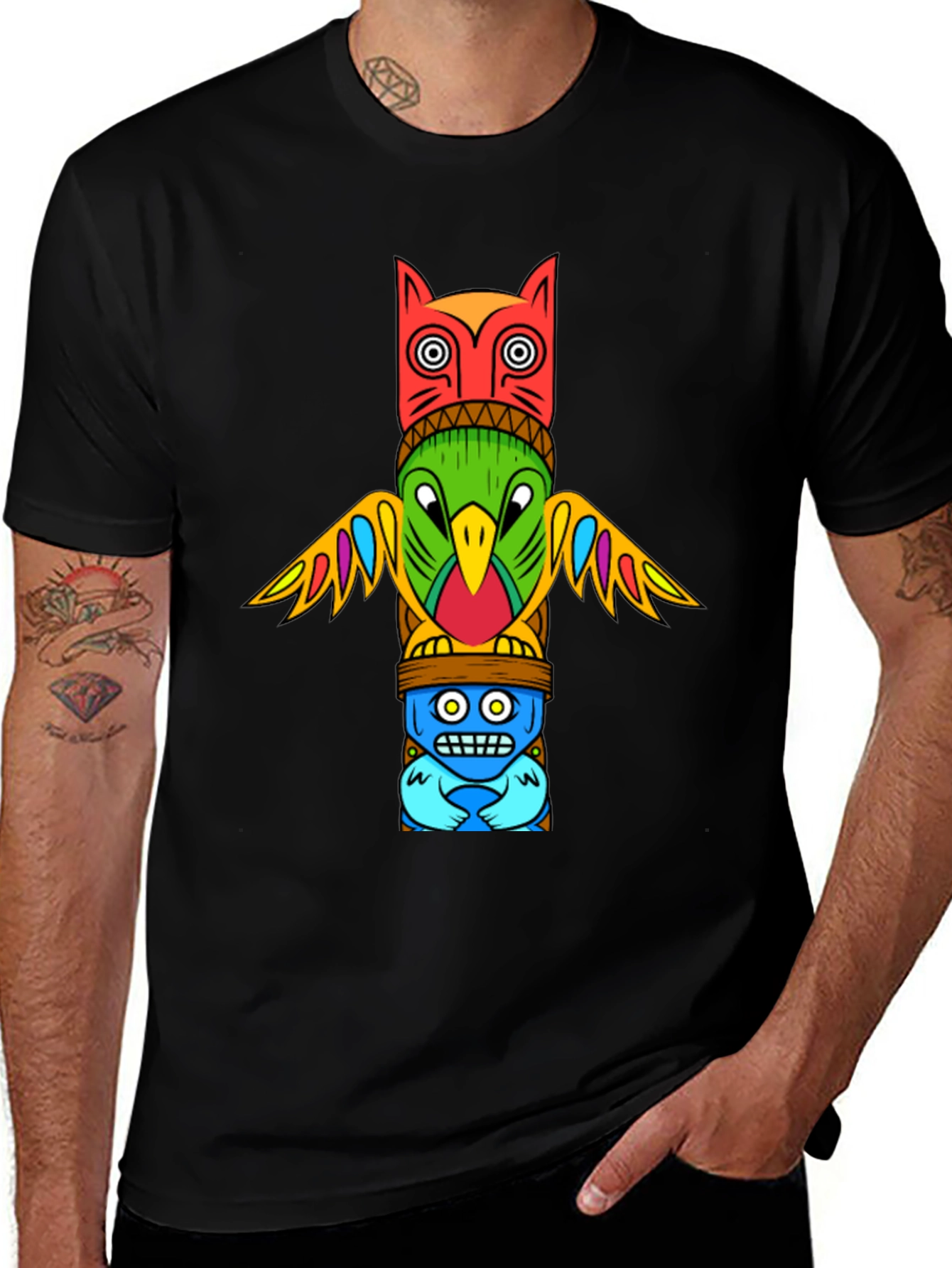 Variant 29 of Totem Pole Graphic Tee - Unique Artistic Design