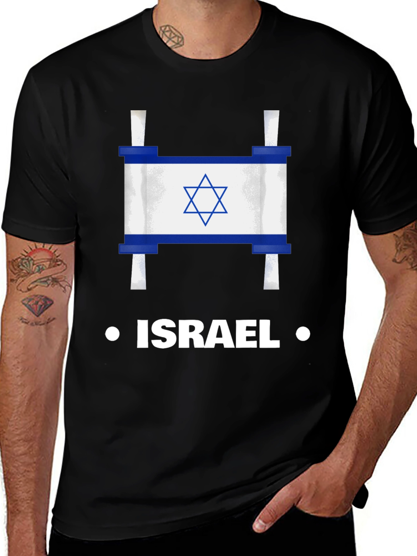 Israel Flag Scroll Graphic T-Shirt