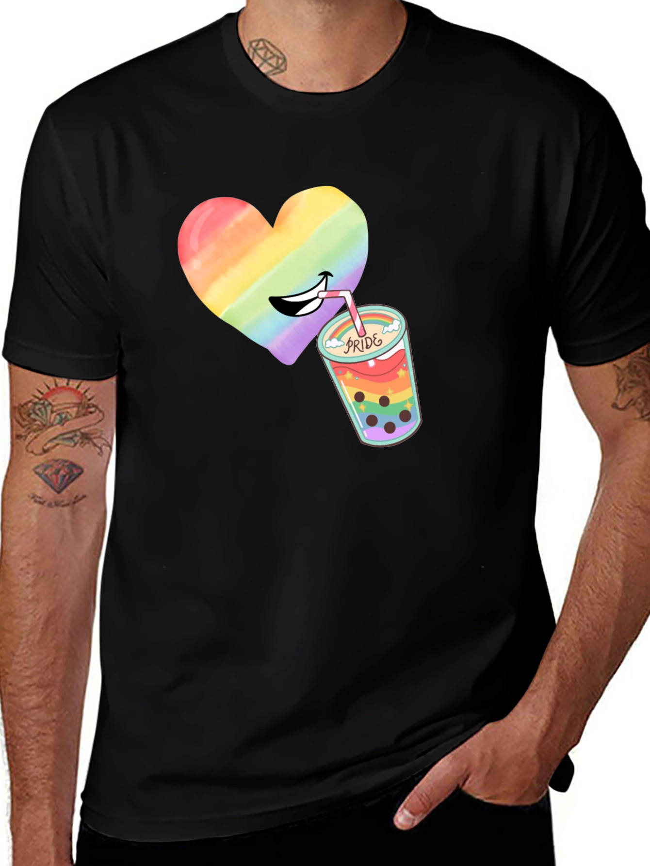 Variant 6 of Pride Heart Bubble Tea T-Shirt