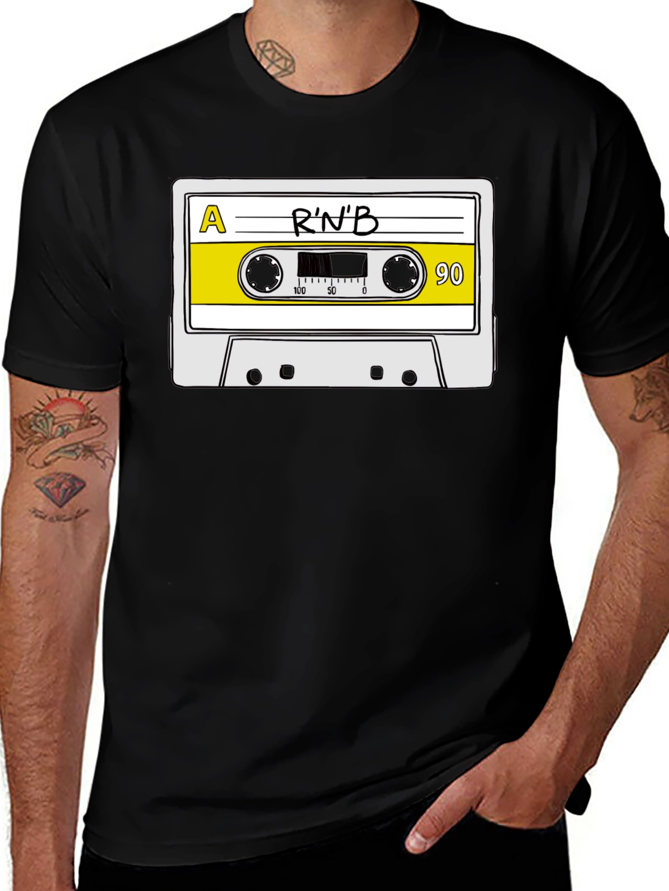Black R'n'B Cassette Tape Graphic T-Shirt main image