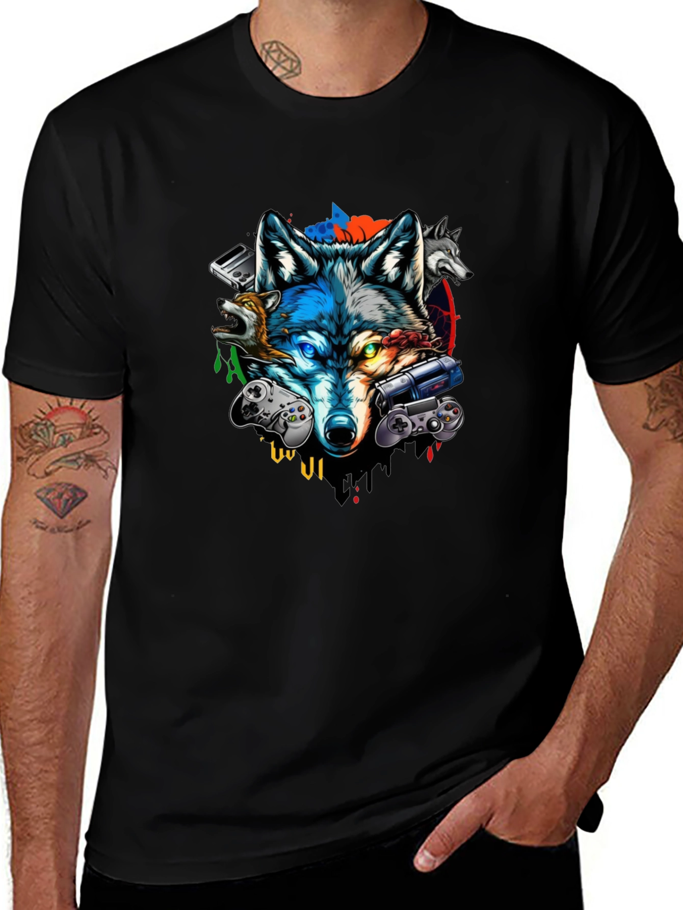 Gaming Wolf Black T-Shirt