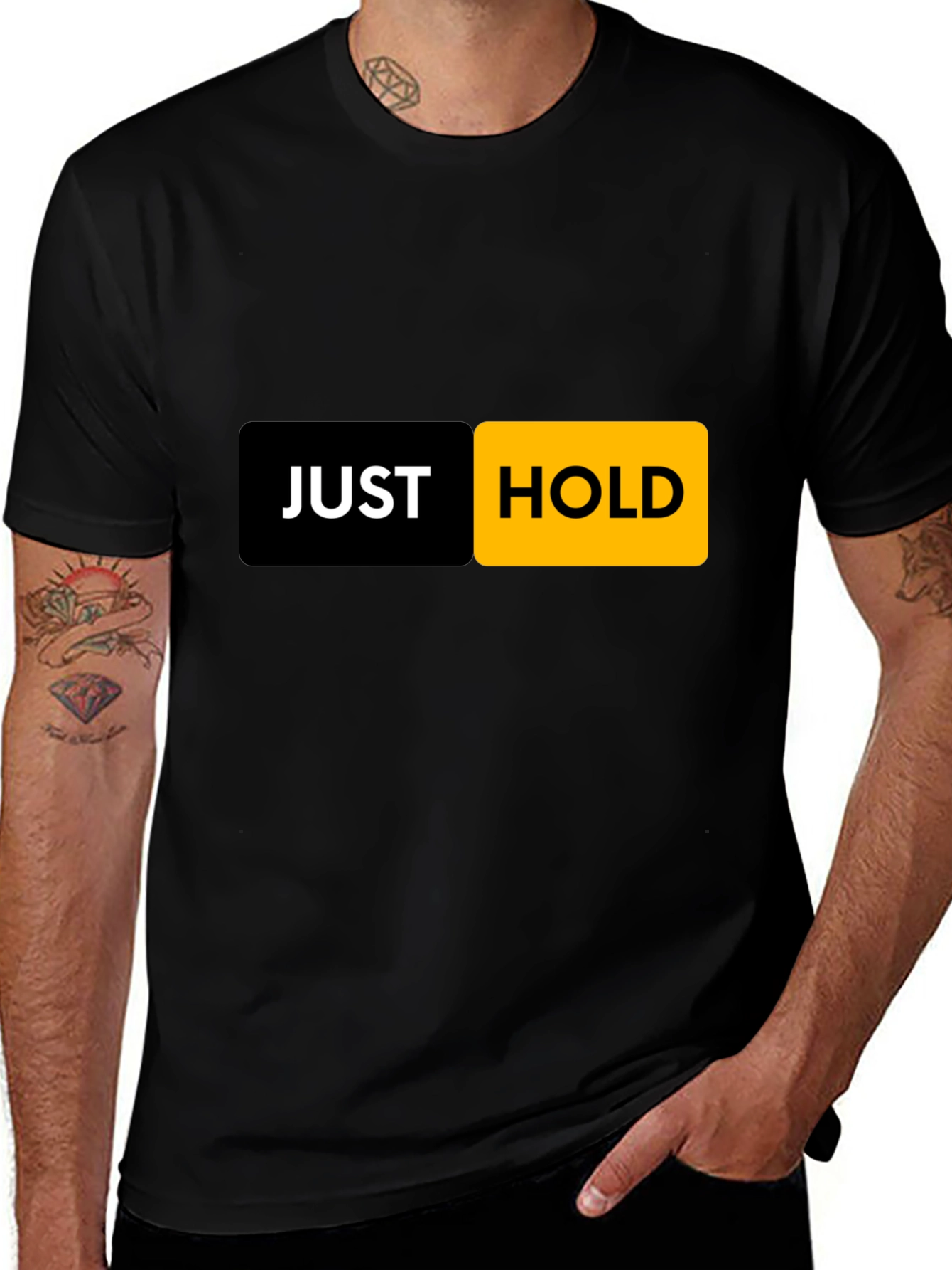 Variant 13 of Just Hold Crypto T-Shirt - Black, Short Sleeve, Casual