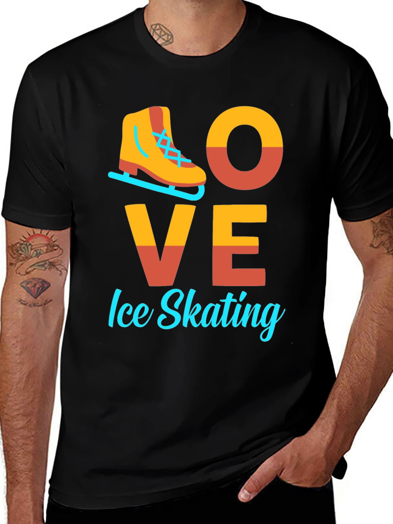 Variant 11 of Love Ice Skating Graphic Tee - Black