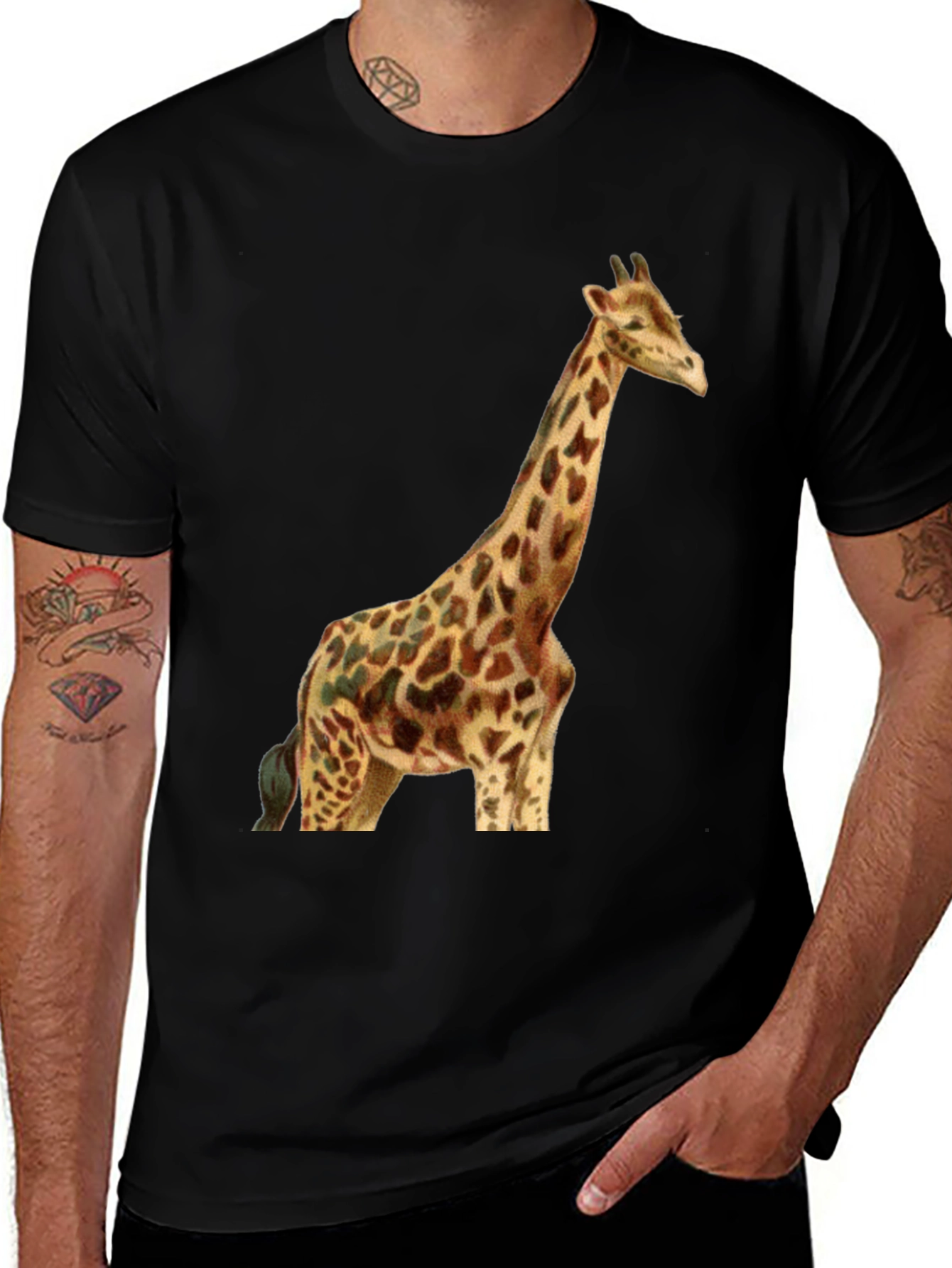 Variant 21 of Giraffe Graphic Tee - Stylish Black T-Shirt