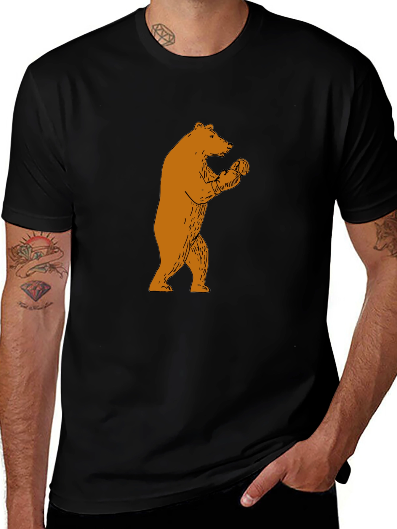 Variant 16 of Bear Boxing Black T-Shirt