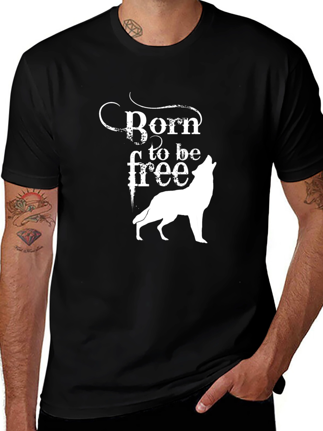 Variant 26 of Born to Be Free Wolf Graphic T-Shirt
