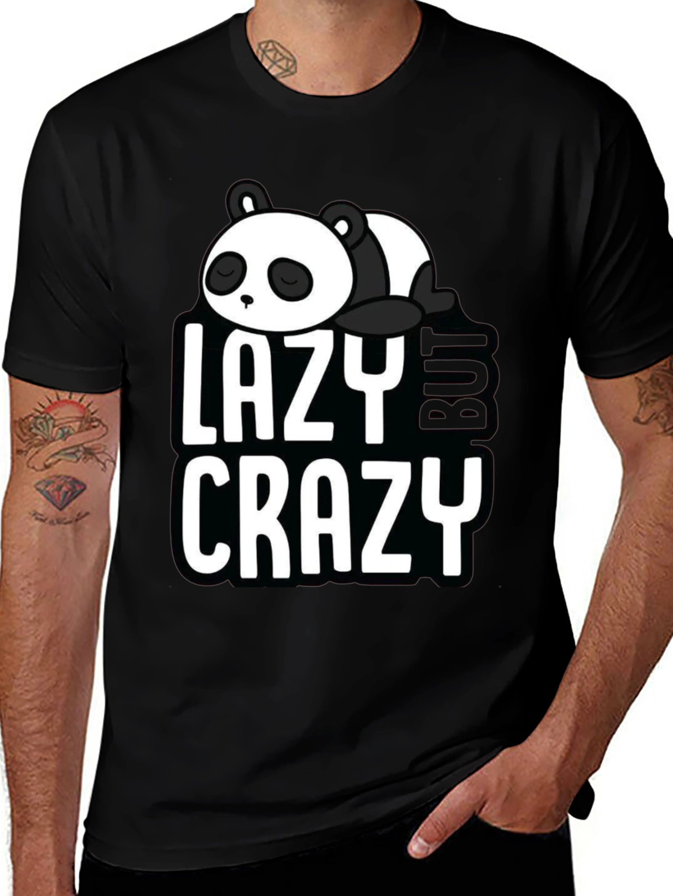 Variant 5 of Lazy But Crazy Panda T-Shirt
