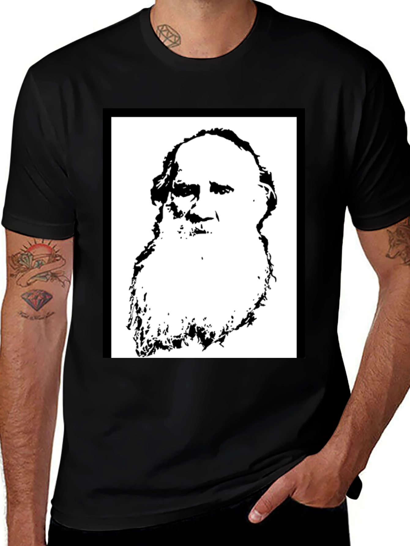 Darwin Portrait Graphic Tee - Black Unisex T-Shirt