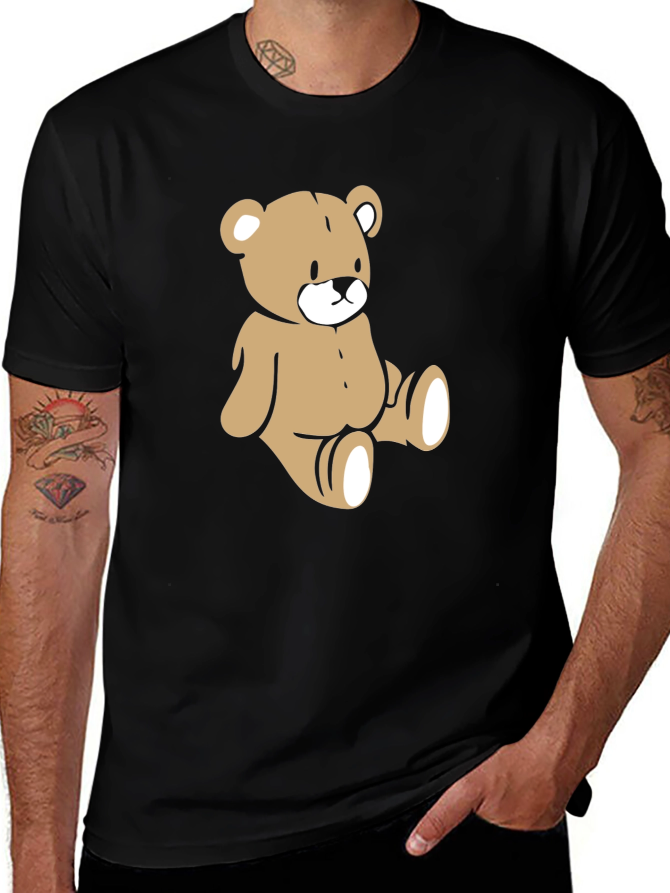 Variant 4 of Cute Teddy Bear Graphic Black T-Shirt