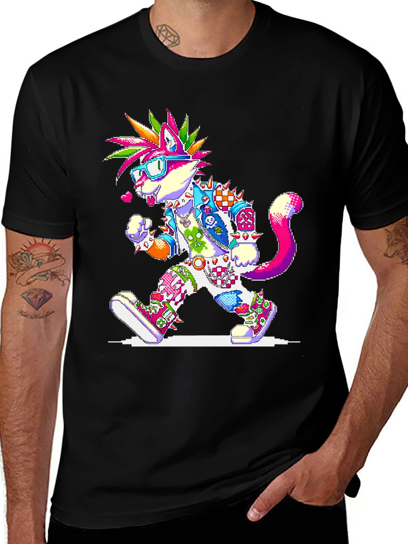Variant 28 of Pixel Punk Cat T-Shirt