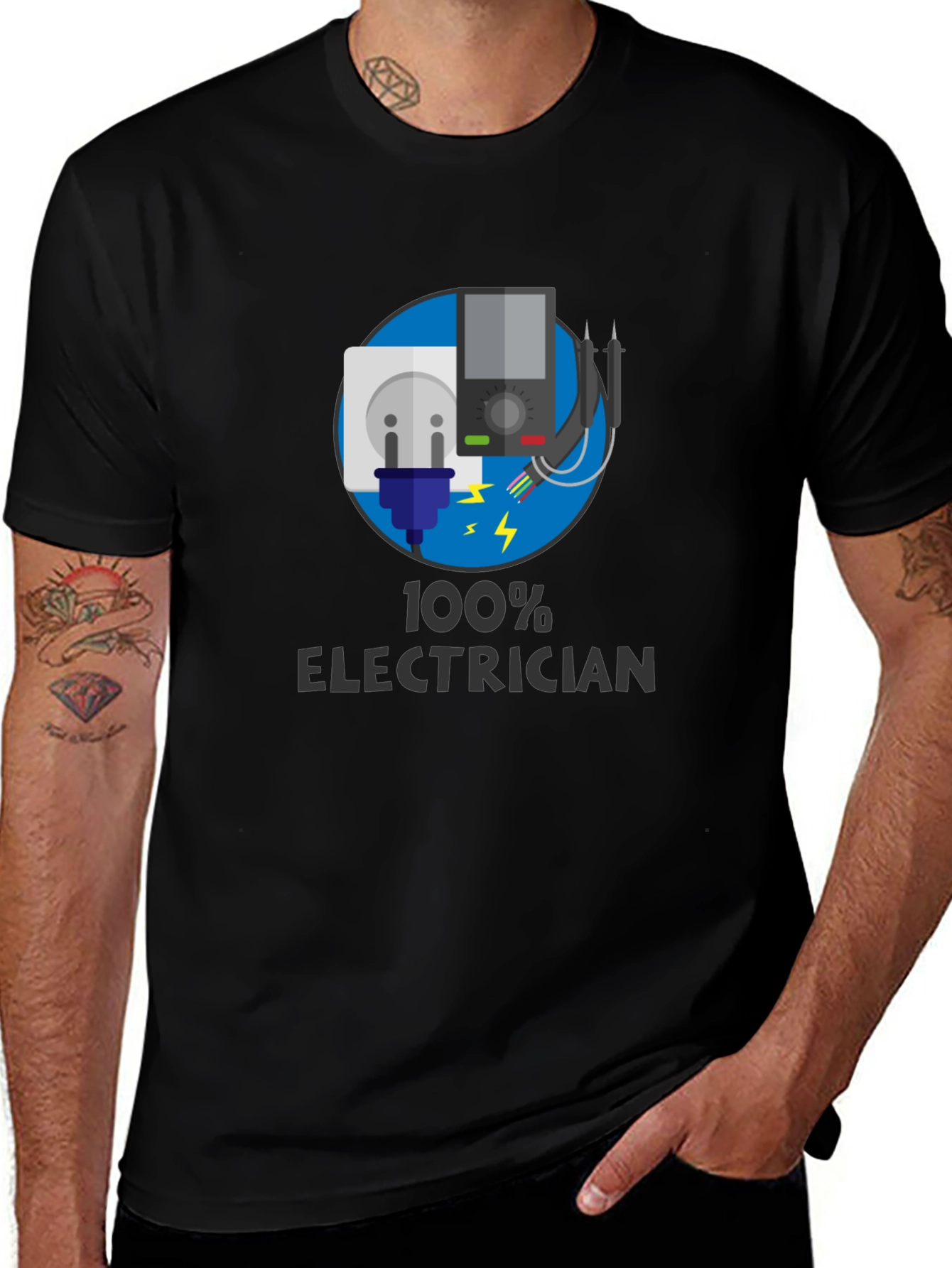 Variant 9 of 100% Electrician Black T-Shirt