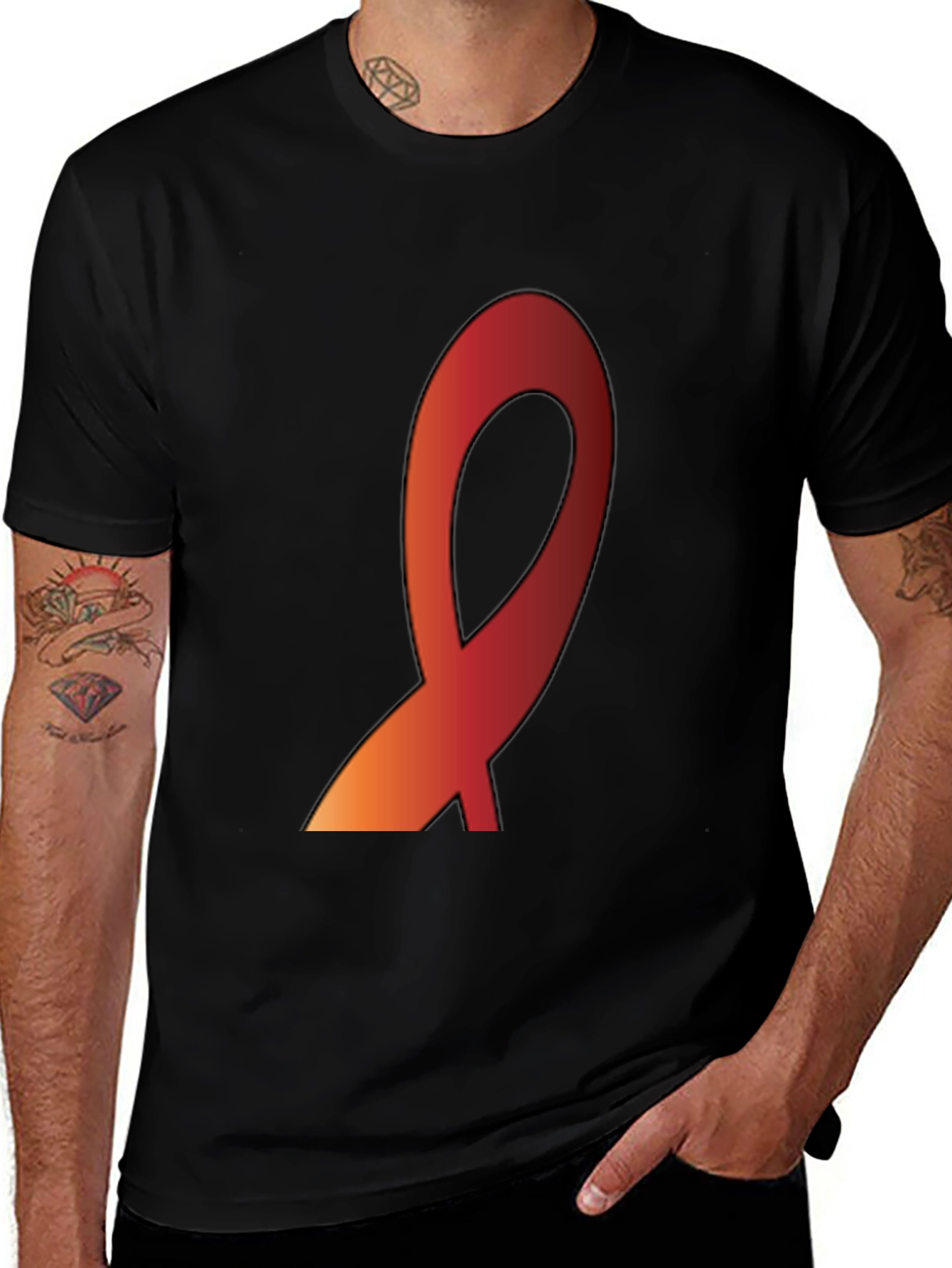 Variant 9 of Modern Black T-Shirt with Abstract Ribbon Design