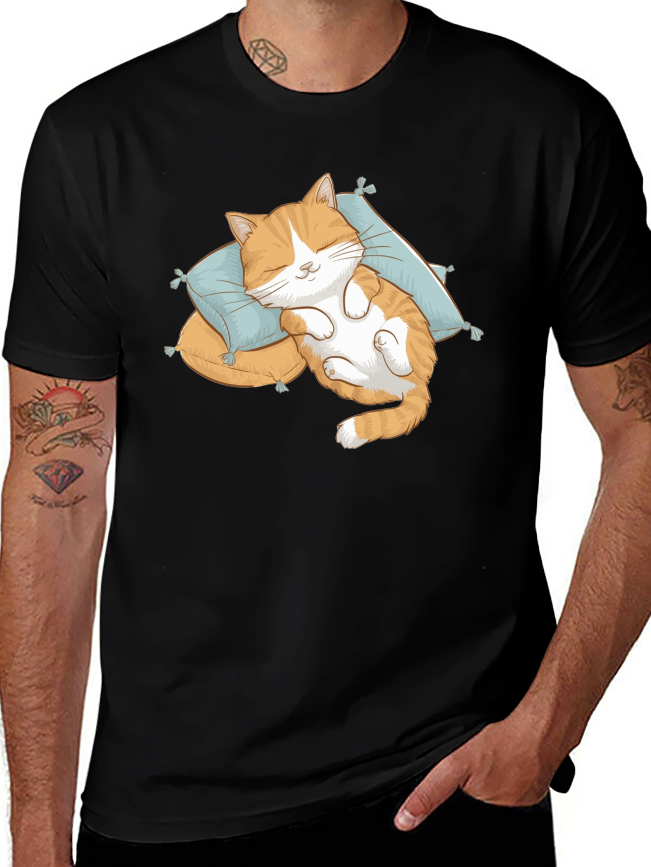 Variant 22 of Cute Sleeping Cat Black T-Shirt