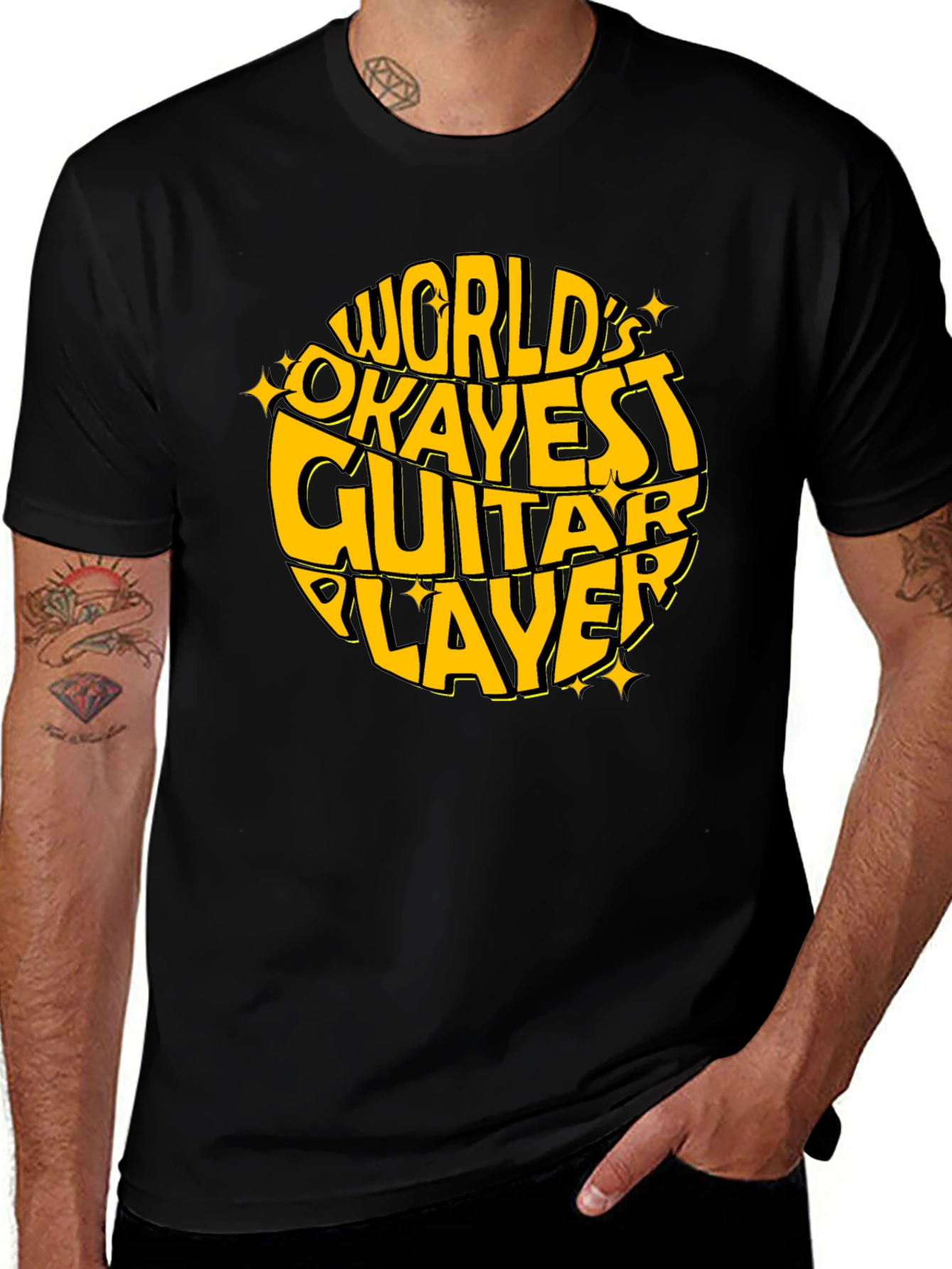 Variant 27 of World's Okayest Guitar Player Black Graphic T-Shirt