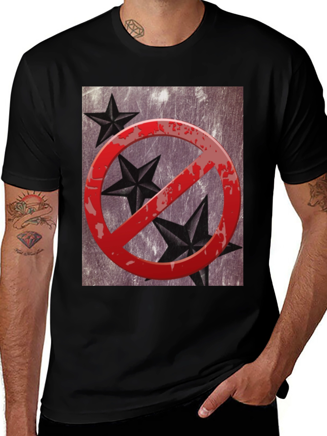 Variant 16 of No Stars Graphic T-Shirt - Grunge Style Black Tee