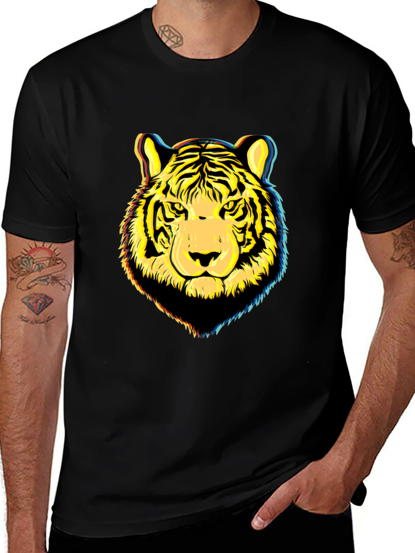 Variant 11 of Tiger Graphic Print Black T-Shirt