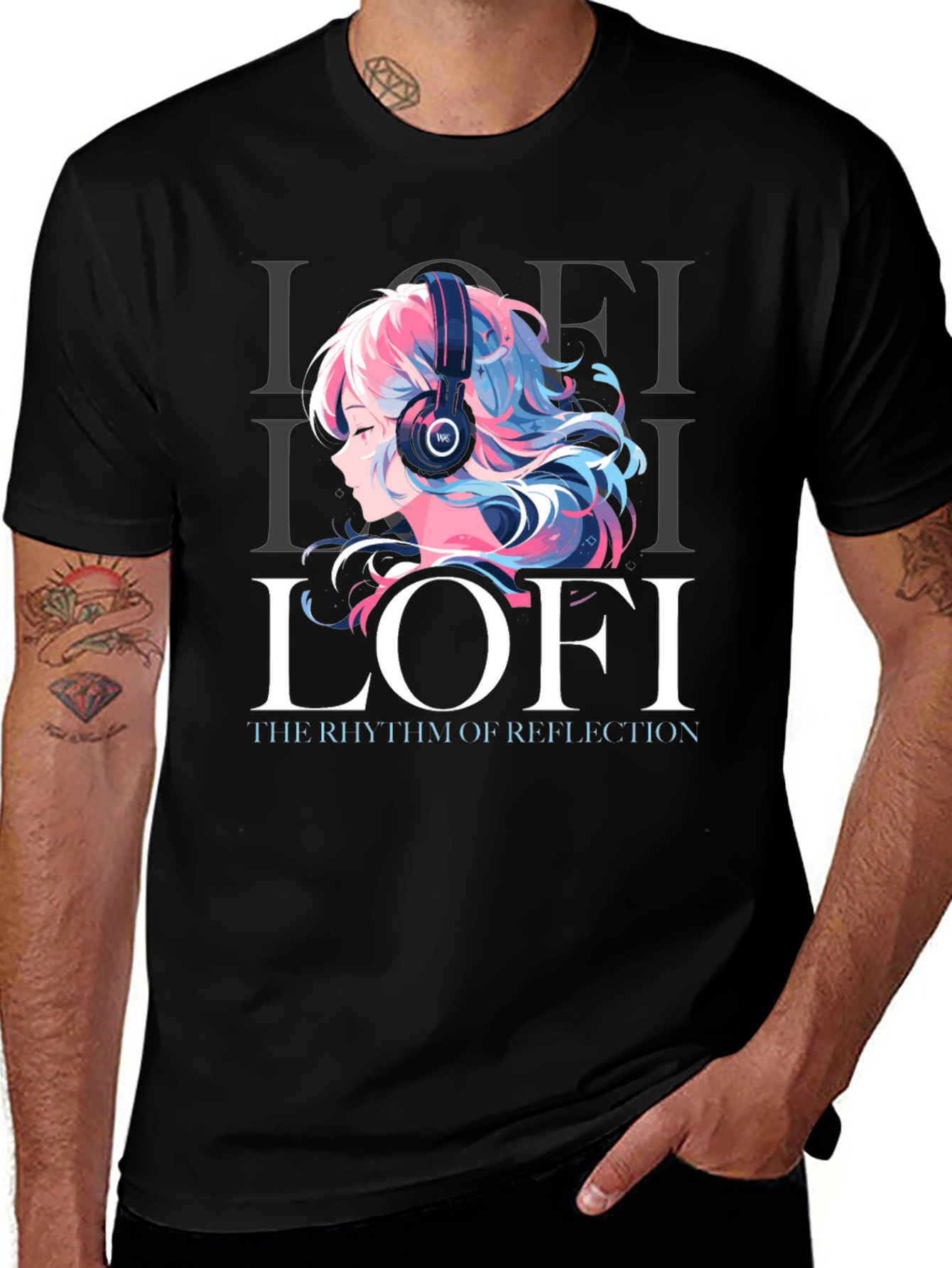 Black Lofi Anime Girl Graphic Tee - Comfortable Unisex T-Shirt main image