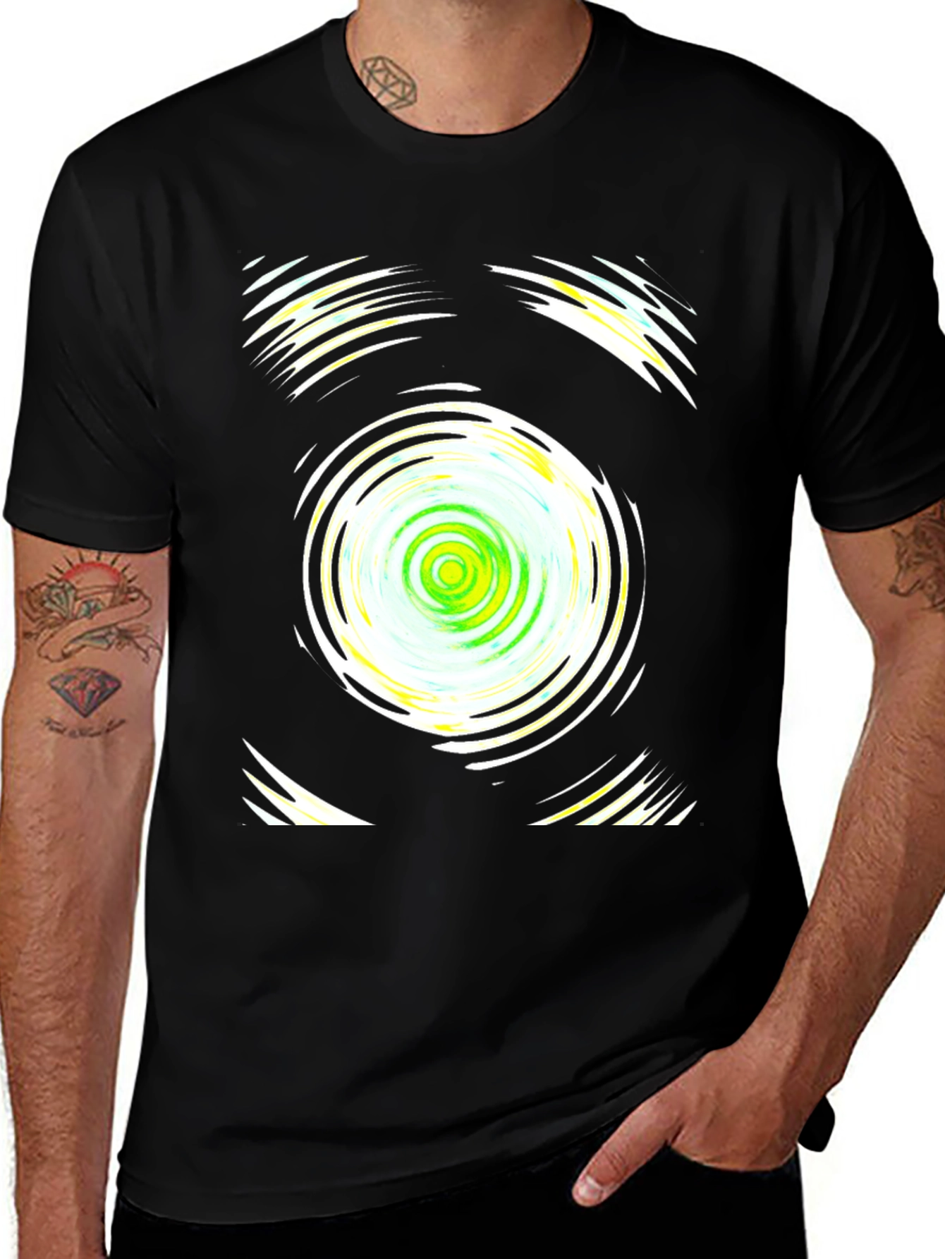 Variant 11 of Psychedelic Vortex Graphic Black T-Shirt
