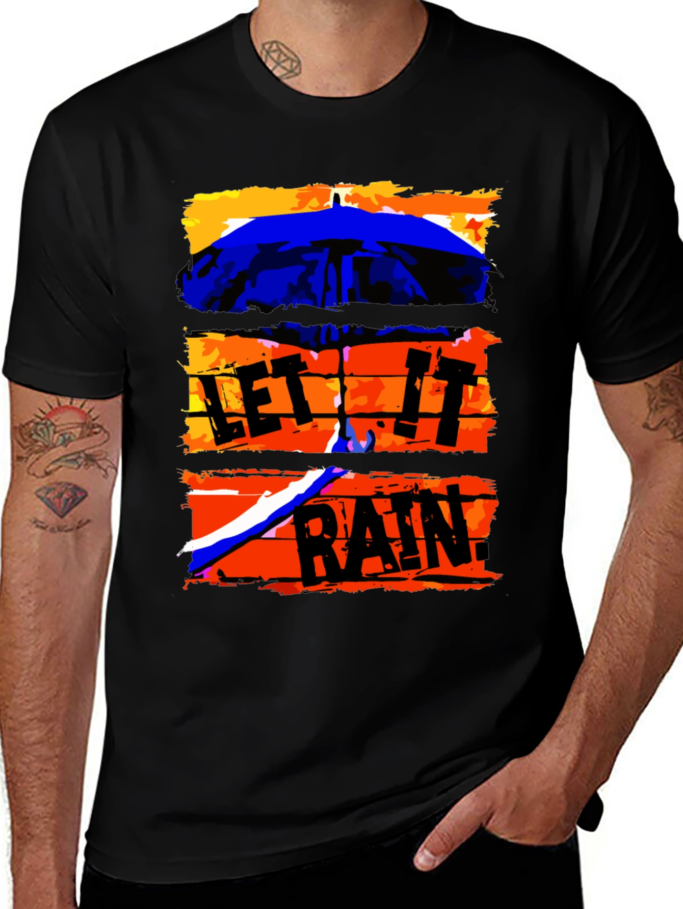 Variant 26 of Let It Rain Graphic Tee - Trendy Umbrella Design