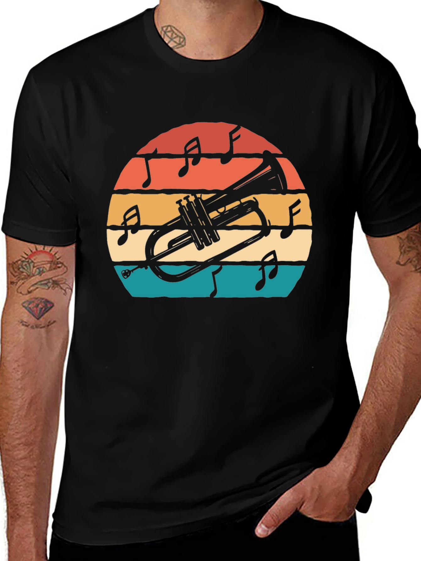 Variant 18 of Retro Trumpet Sunset Graphic T-Shirt