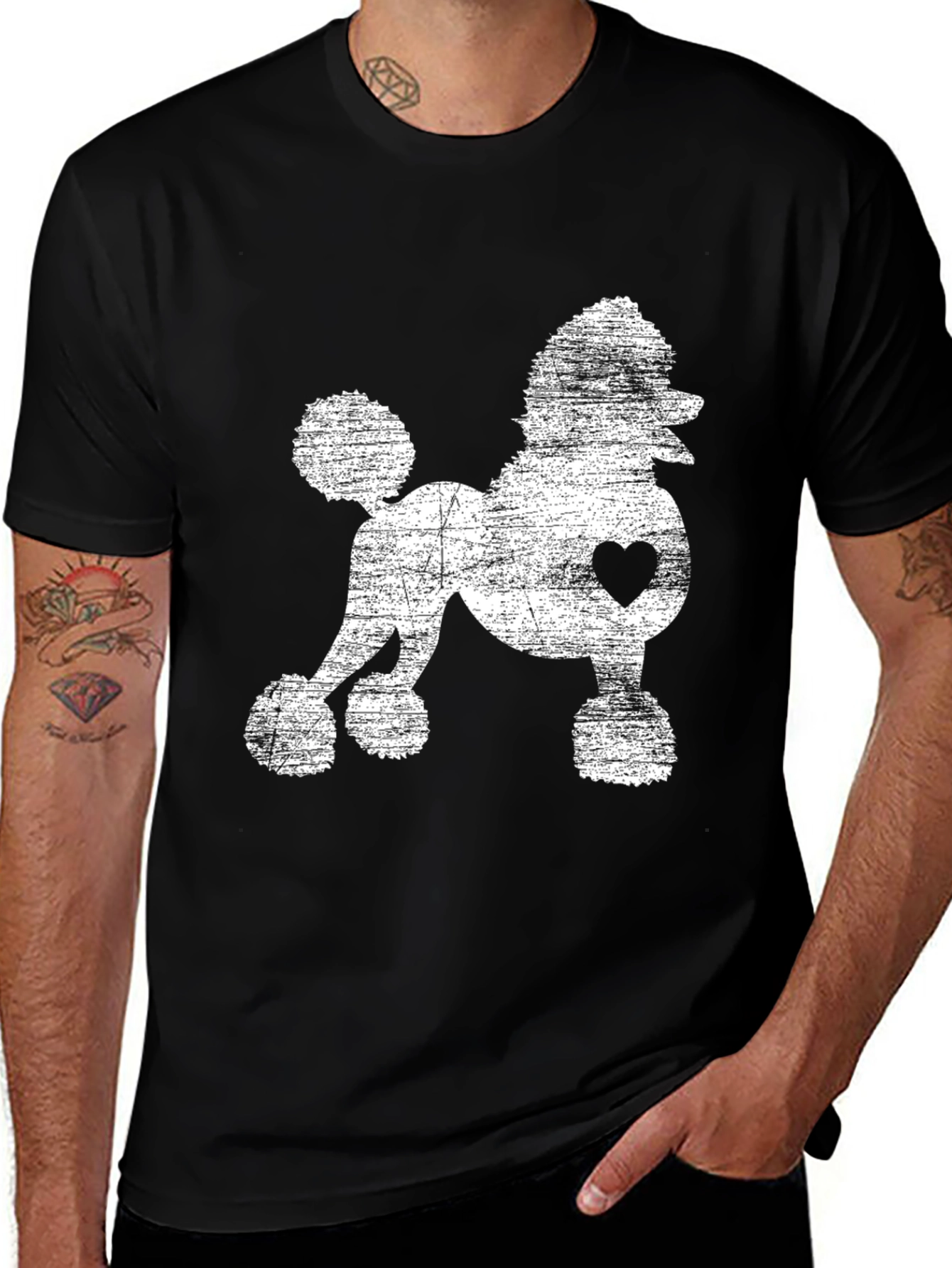 Variant 18 of Distressed Poodle Heart Graphic Tee
